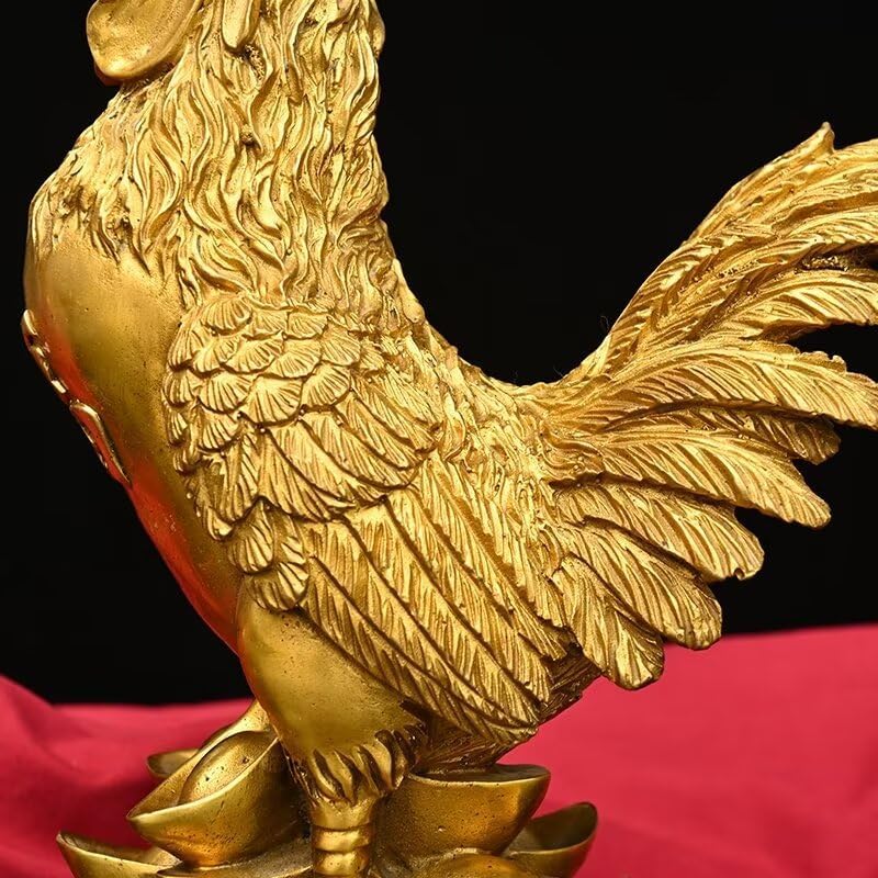 Julrybox Brass Chicken Feng Shui Statue Decor 1