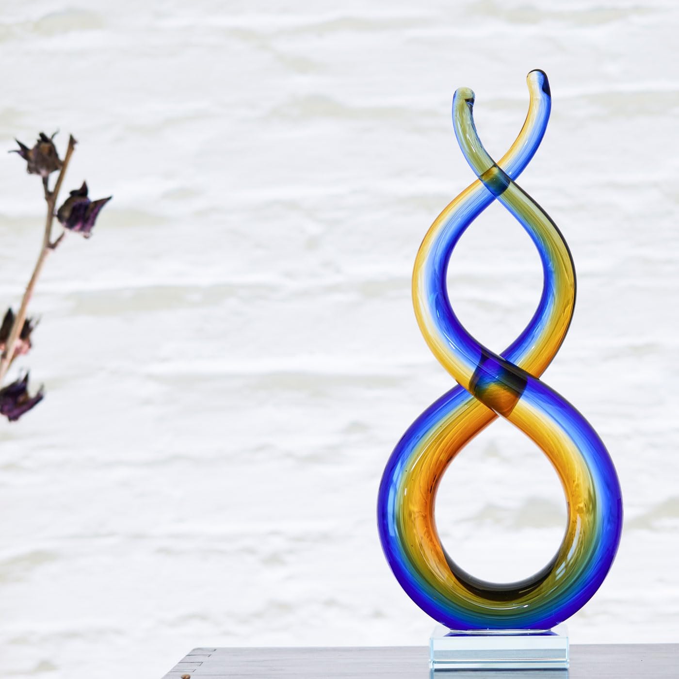 Luxury Lane 145 Inch Tall Wave Sommerso Glass Sculpture