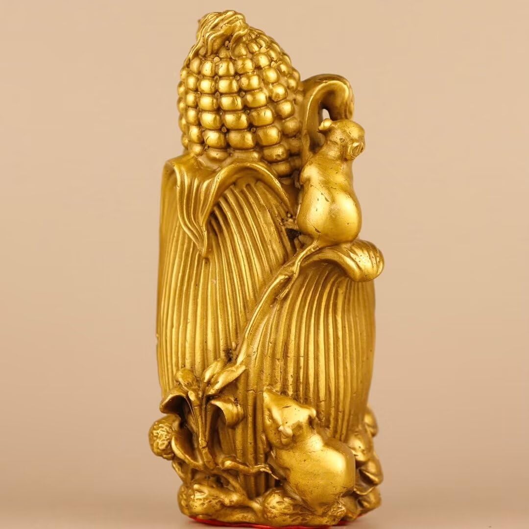 Chinese Brass Corn Feng Shui Decor Statue