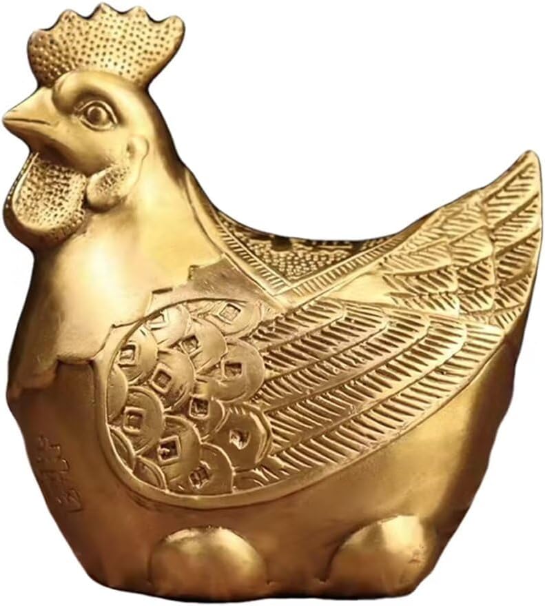 Copper Chicken Statue Zodiac Rooster Home Decor