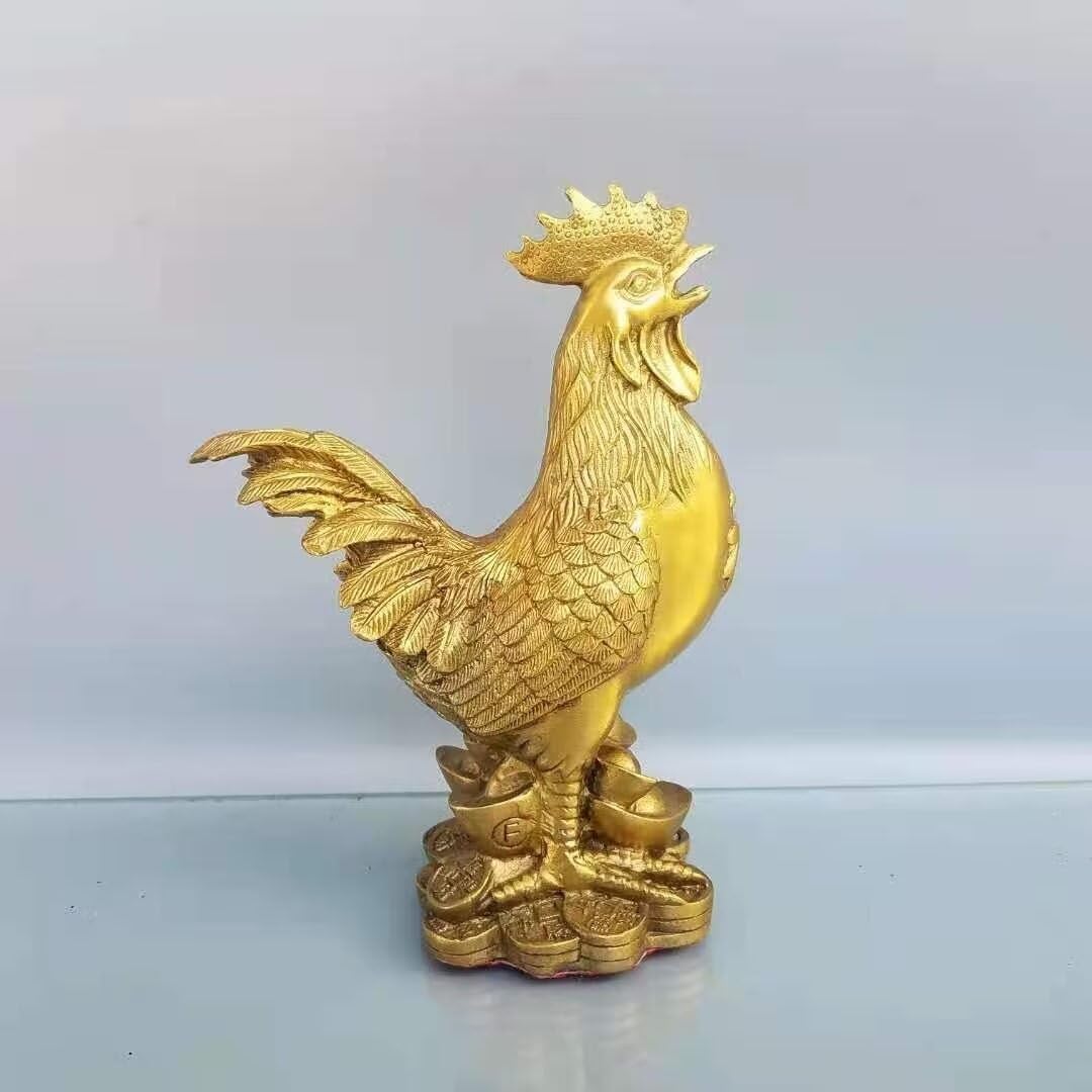 Julrybox Copper Chicken Zodiac Statue Decor