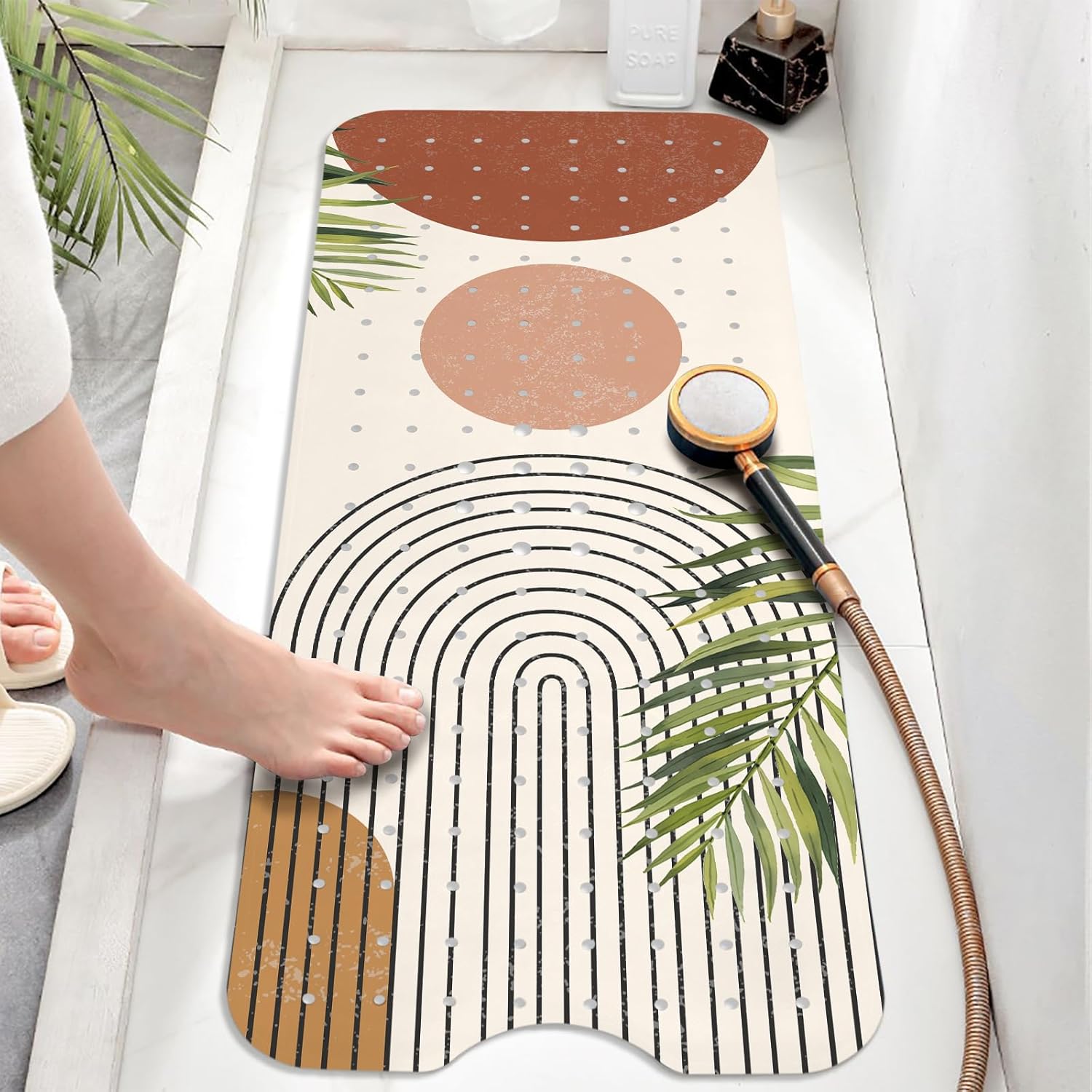 Boho Style Non Slip Bathtub Mat with Suction Cups