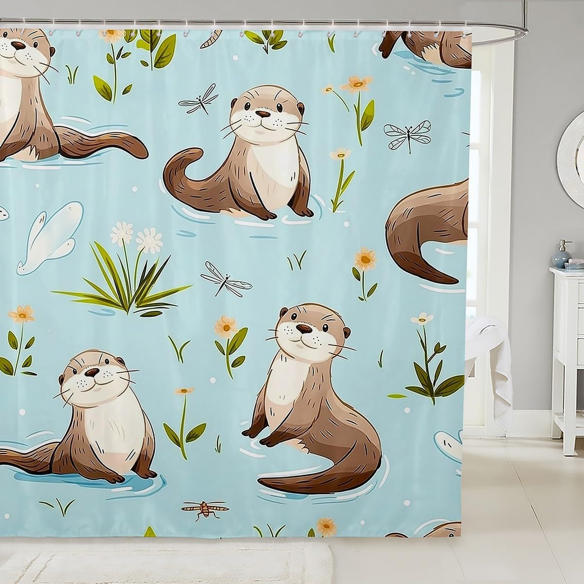 Erosebridal Sea Otter Shower Curtain Set for Kids