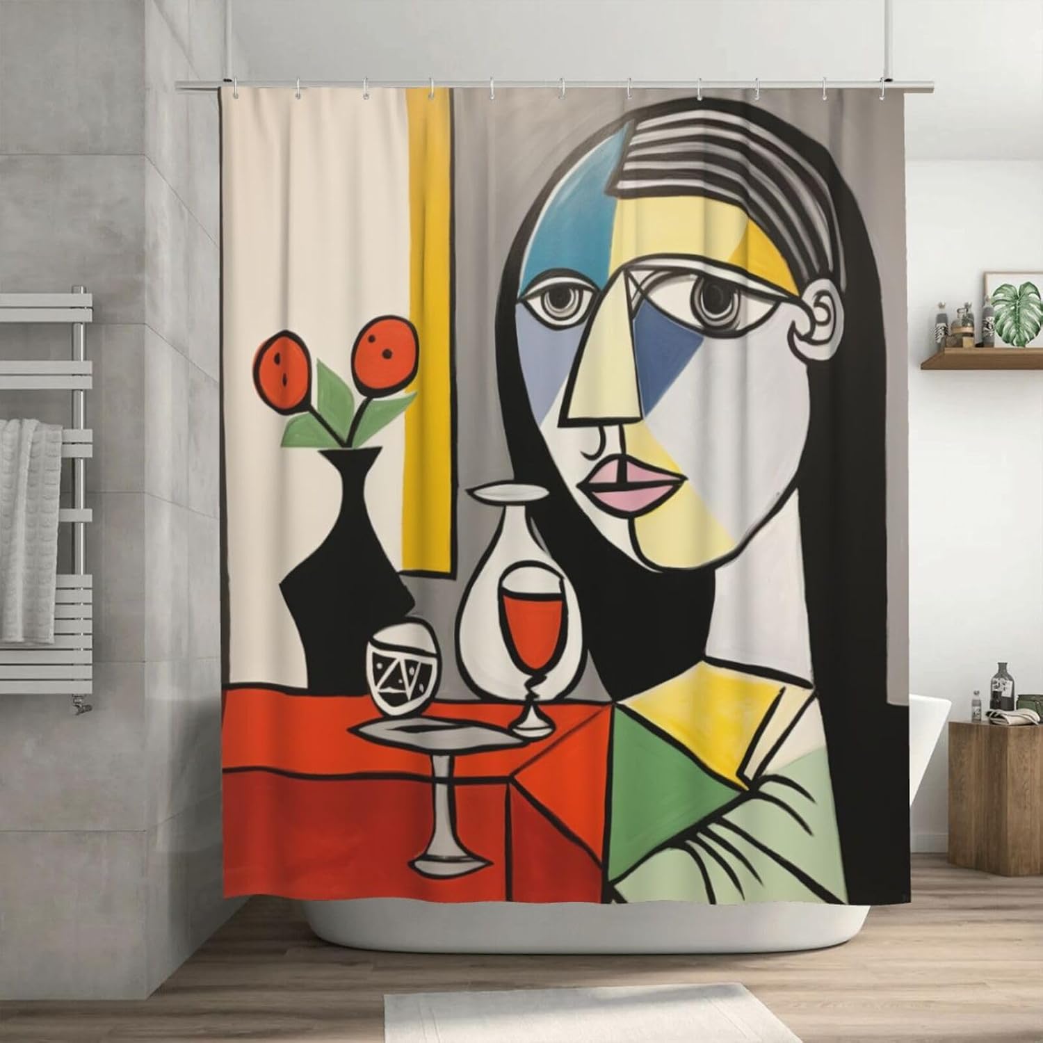 DAOWANGZUO Female Face Shower Curtain Set with 12 Hooks