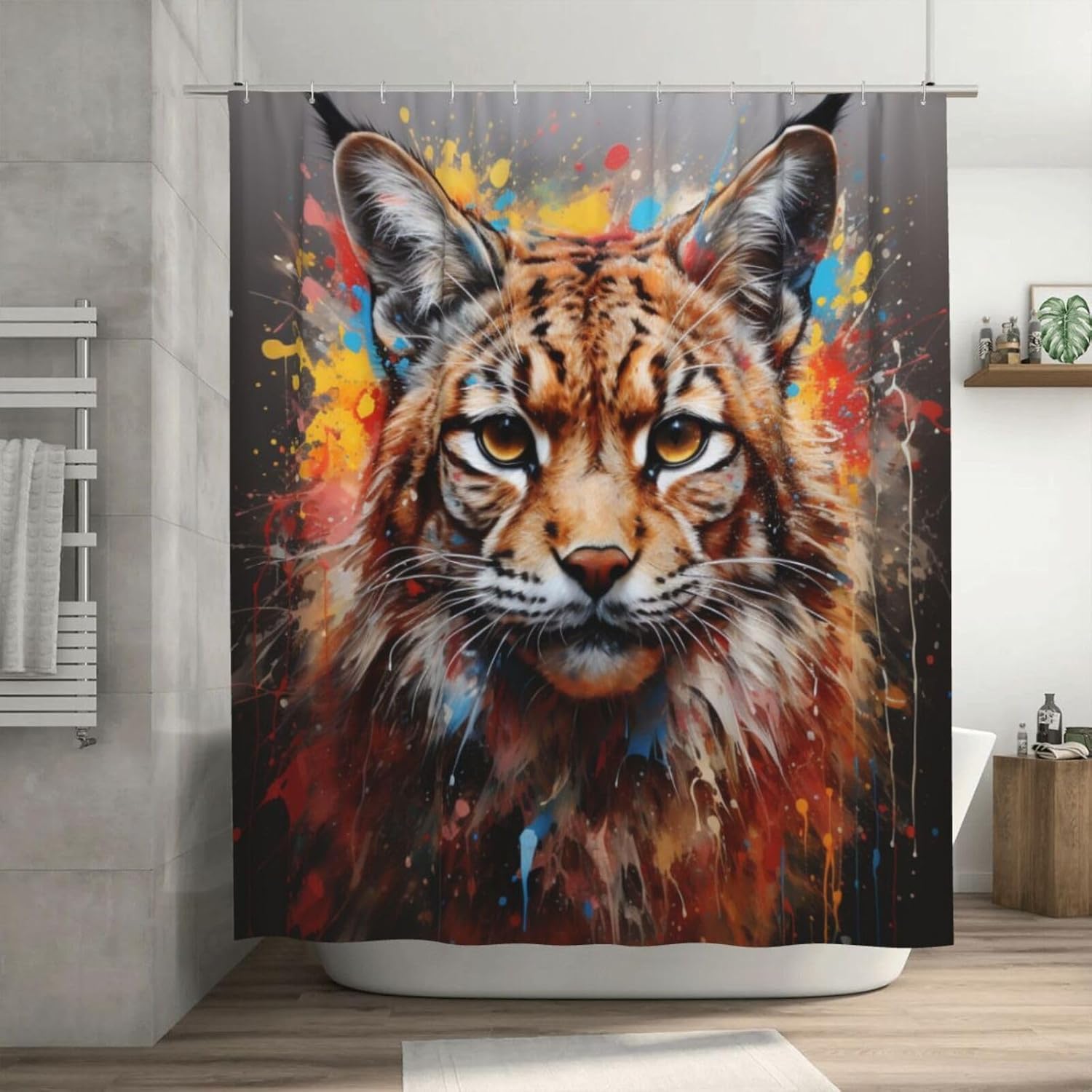 DAOWANGZUO Bobcat Shower Curtain Set 72x72in 1