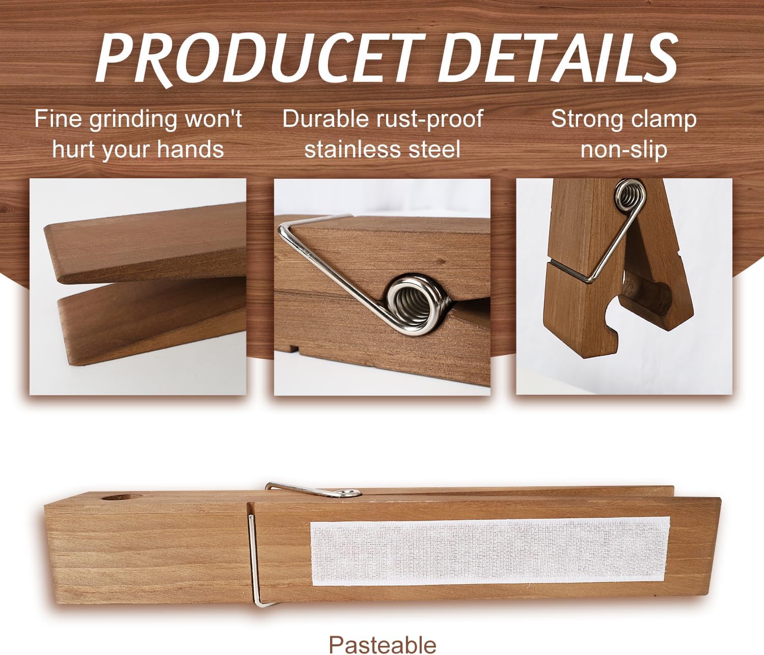 Wooden Towel Hooks for Bathroom and Kitchen