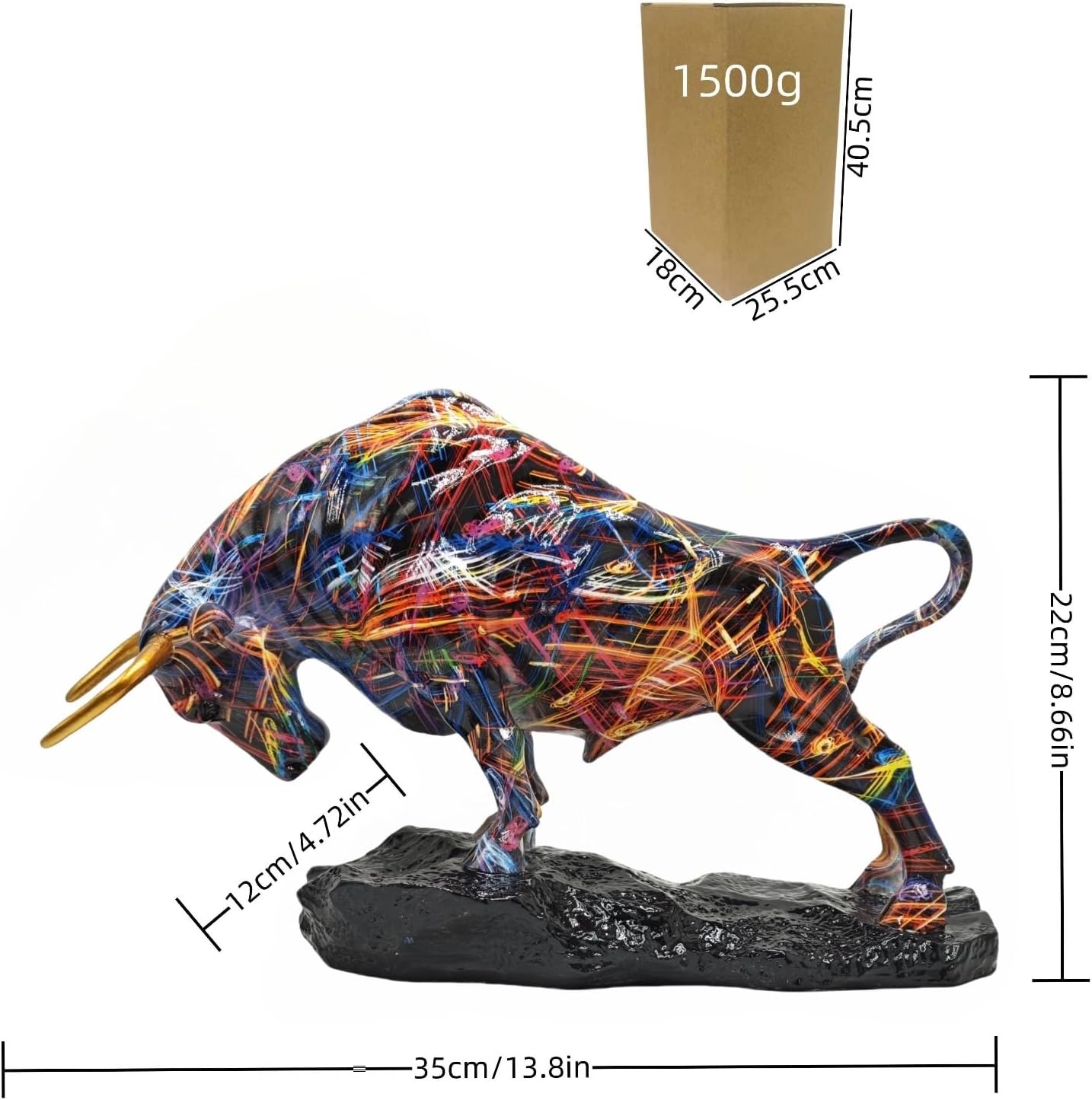 Yema Classic Abstract Resin Bull Sculpture - 138 x 866