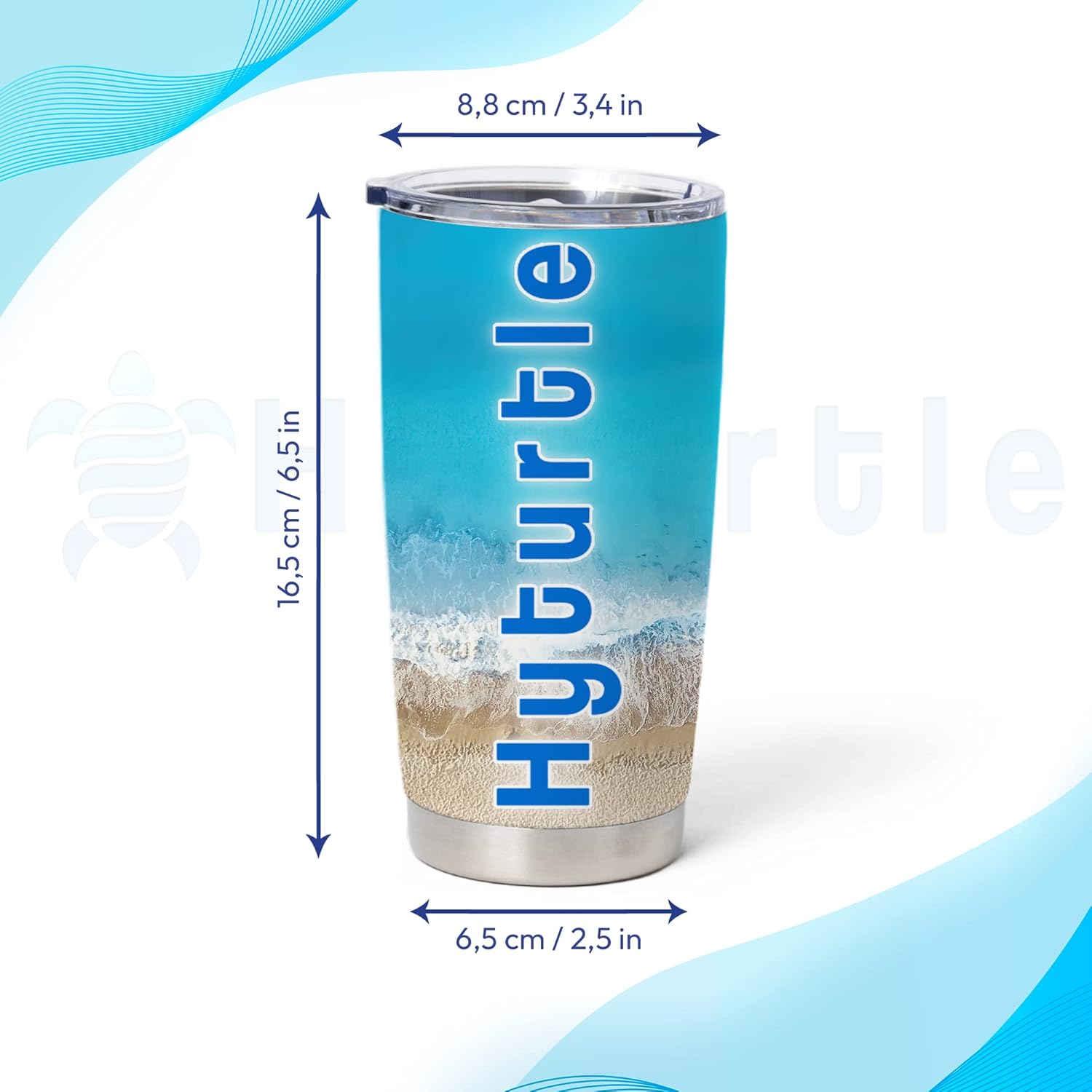 Hyturtle Personalized Stainless Steel 20oz Tumbler with Flip Lid
