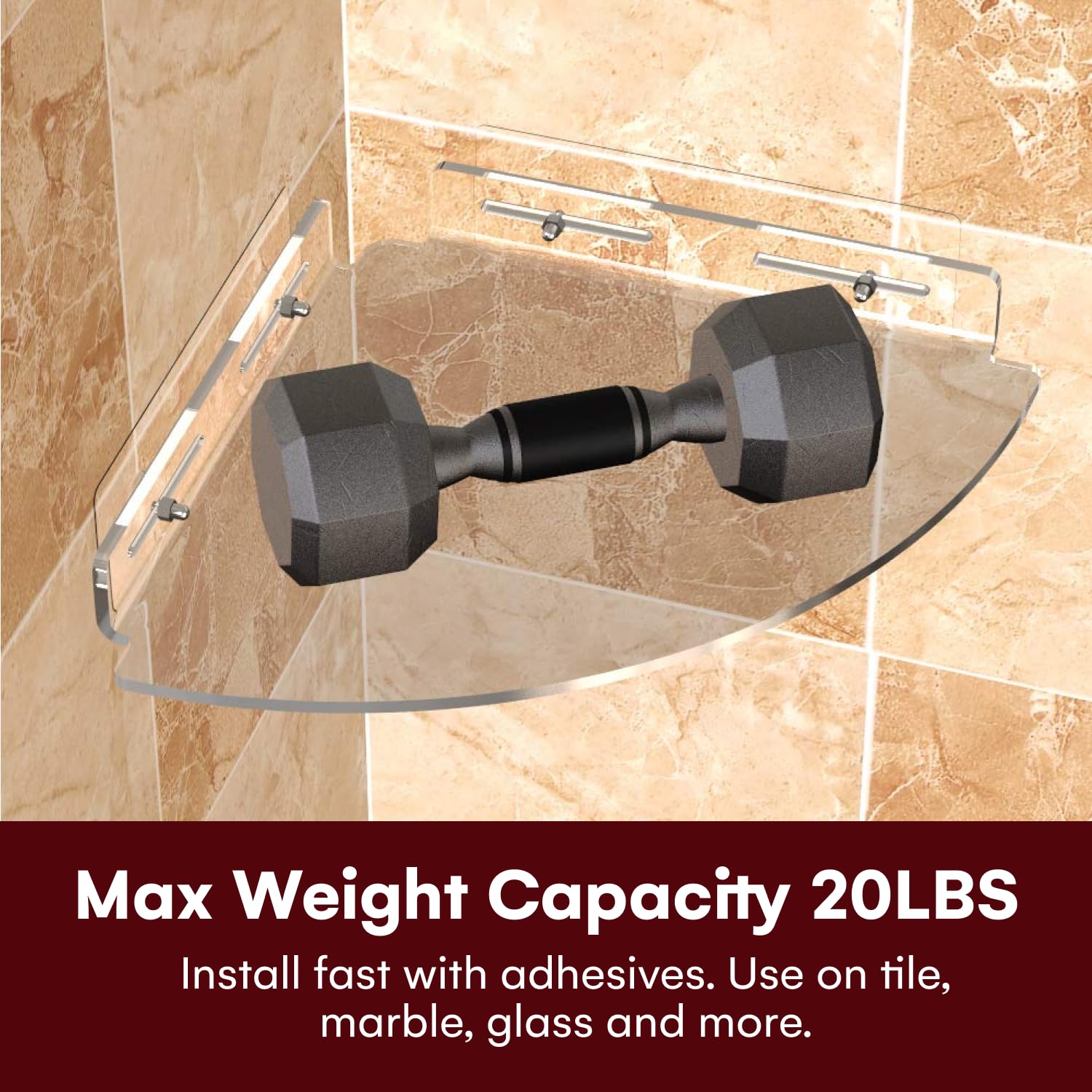 Vdomus Set of 2 Shower Caddies - No-Drill Floating Adhesive Storage