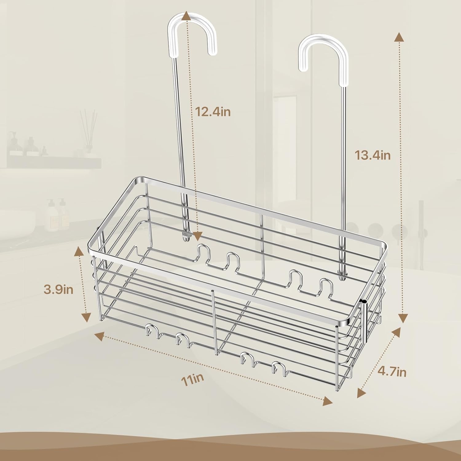 DELLAN Hanging Shower Caddy with 4 Hooks