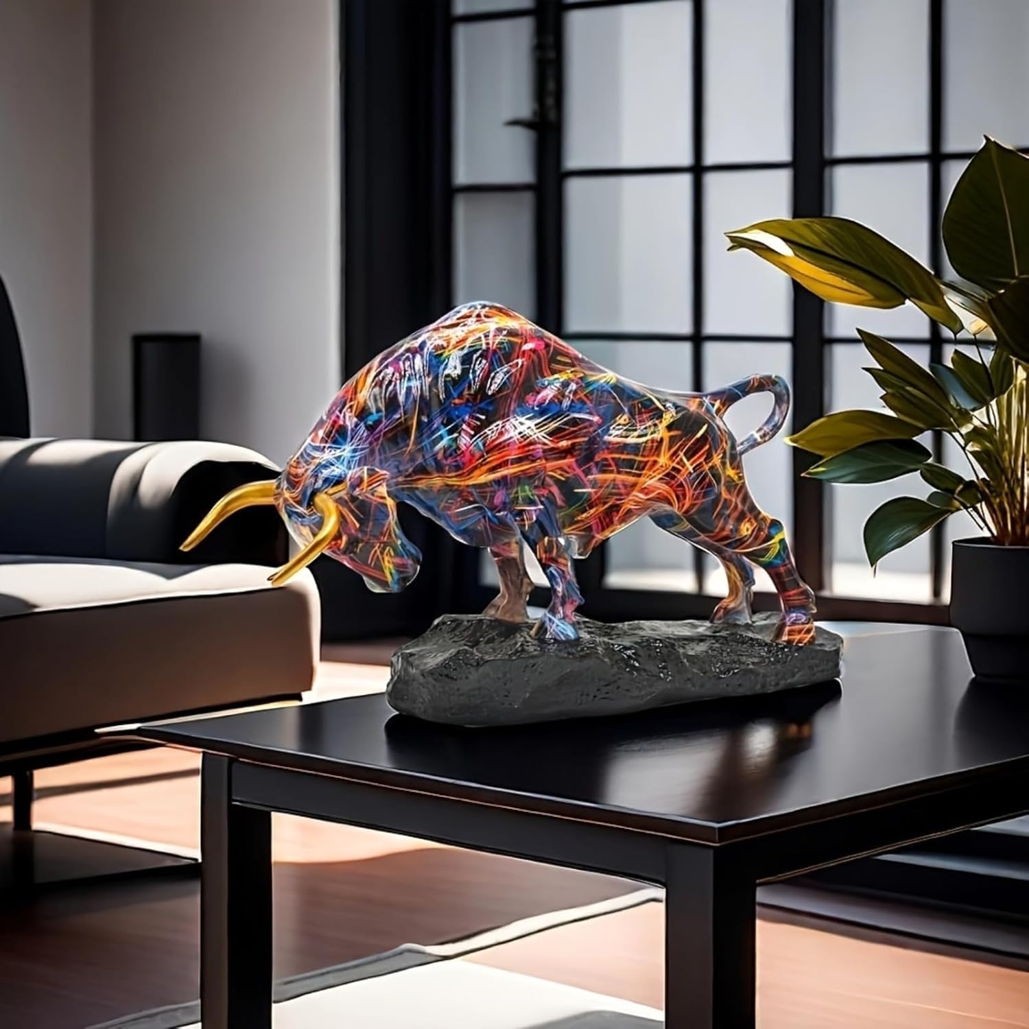 Yema Classic Abstract Resin Bull Sculpture - 138 x 866