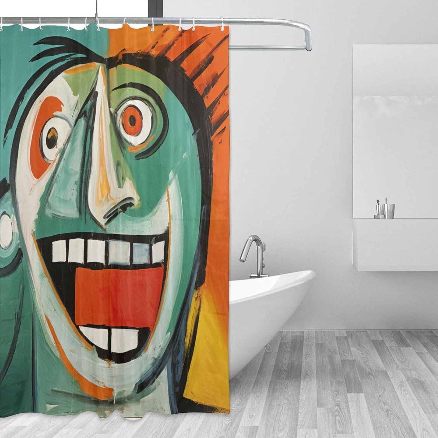 Laughing Boy Boho Shower Curtain Set with 12 Hooks 72x72in