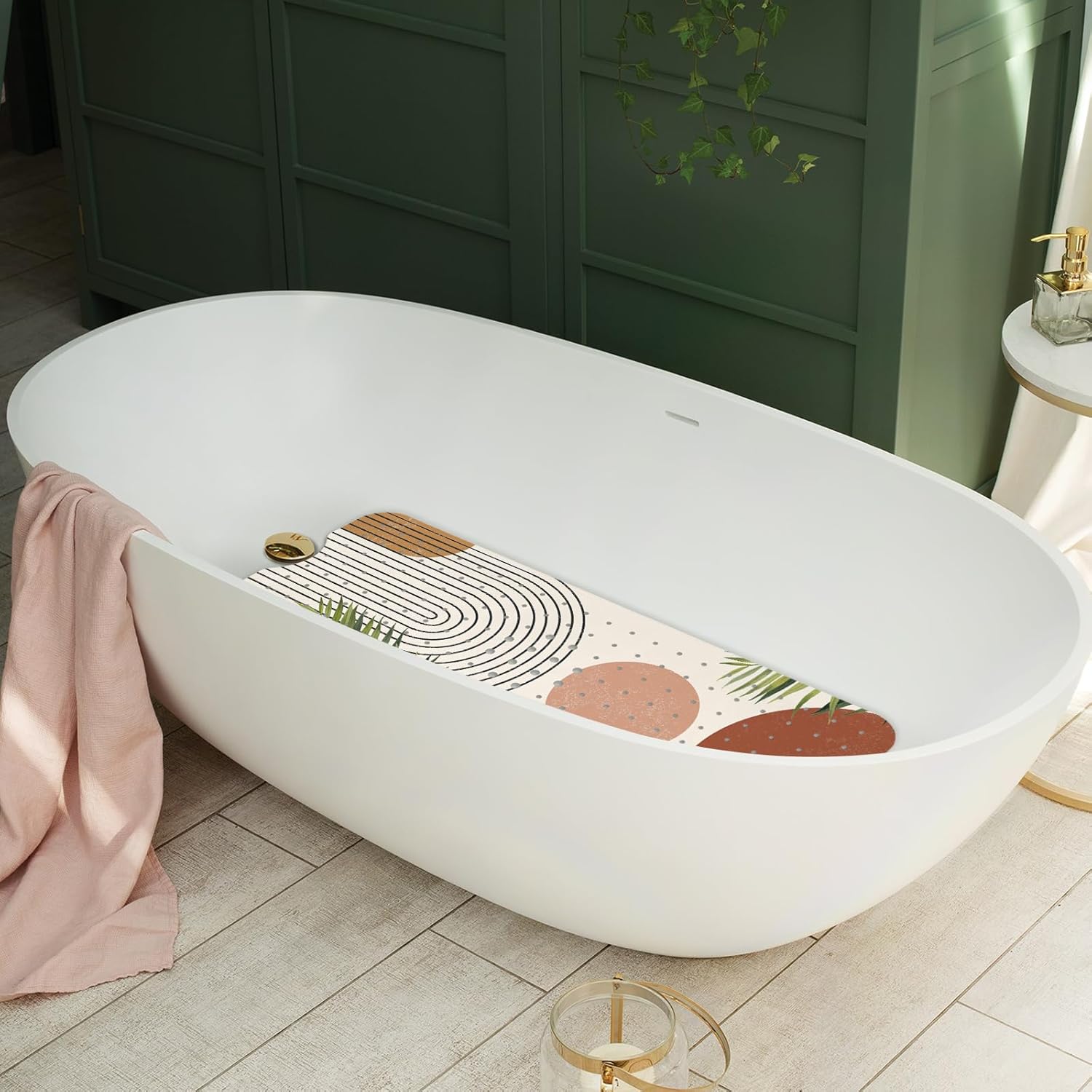 Boho Style Non Slip Bathtub Mat with Suction Cups