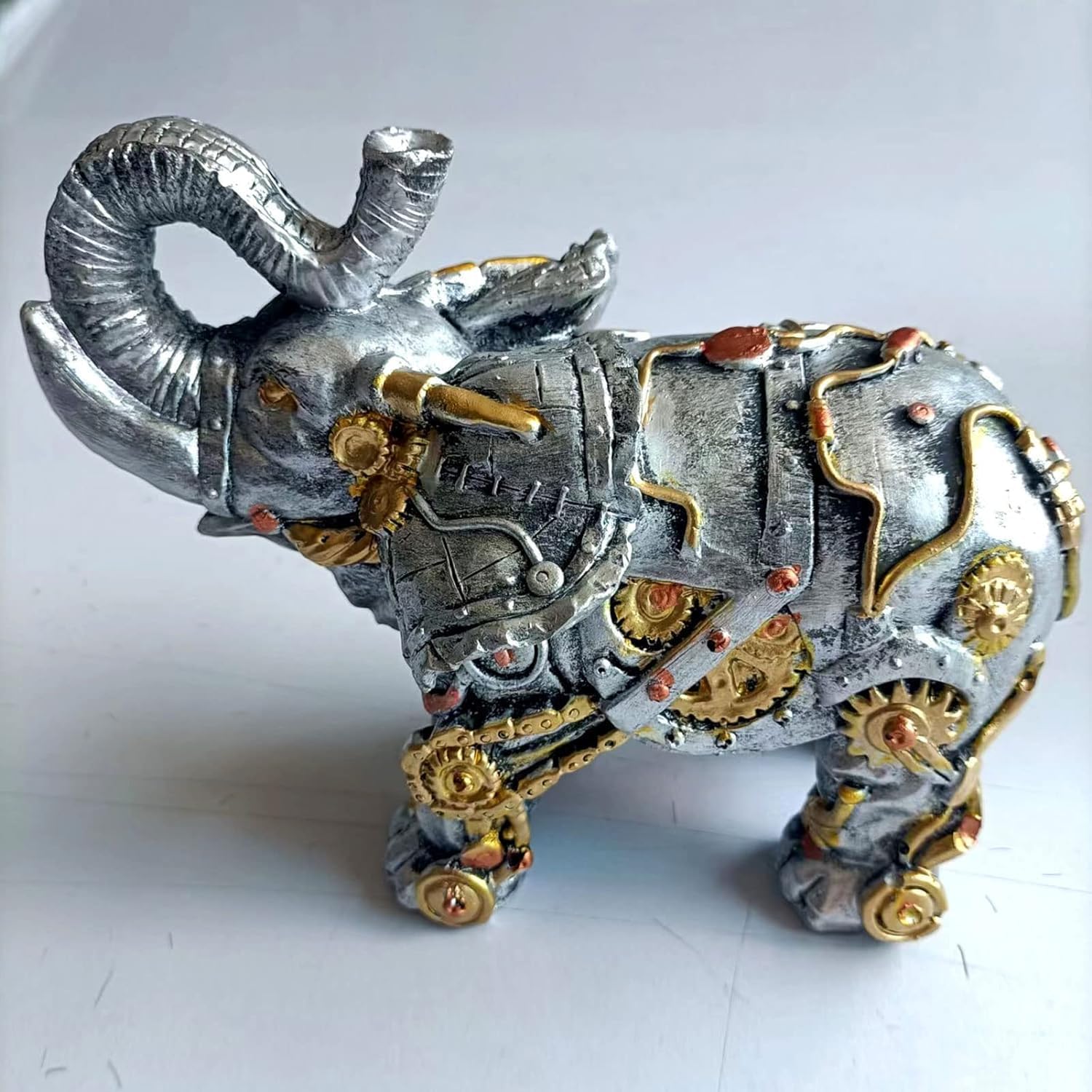 Steampunk Style Elephant Sculpture Modern Home Decor Resin Statue