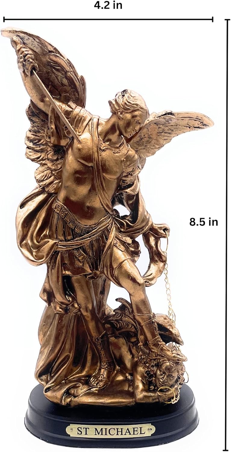 RUSTIX Saint Michael Statue Defeating Satan 85 Inch Bronze