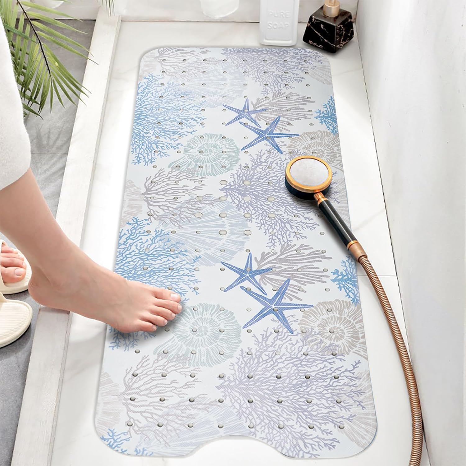 Non Slip Bathtub Mat with Suction Cups and Drain Holes 1