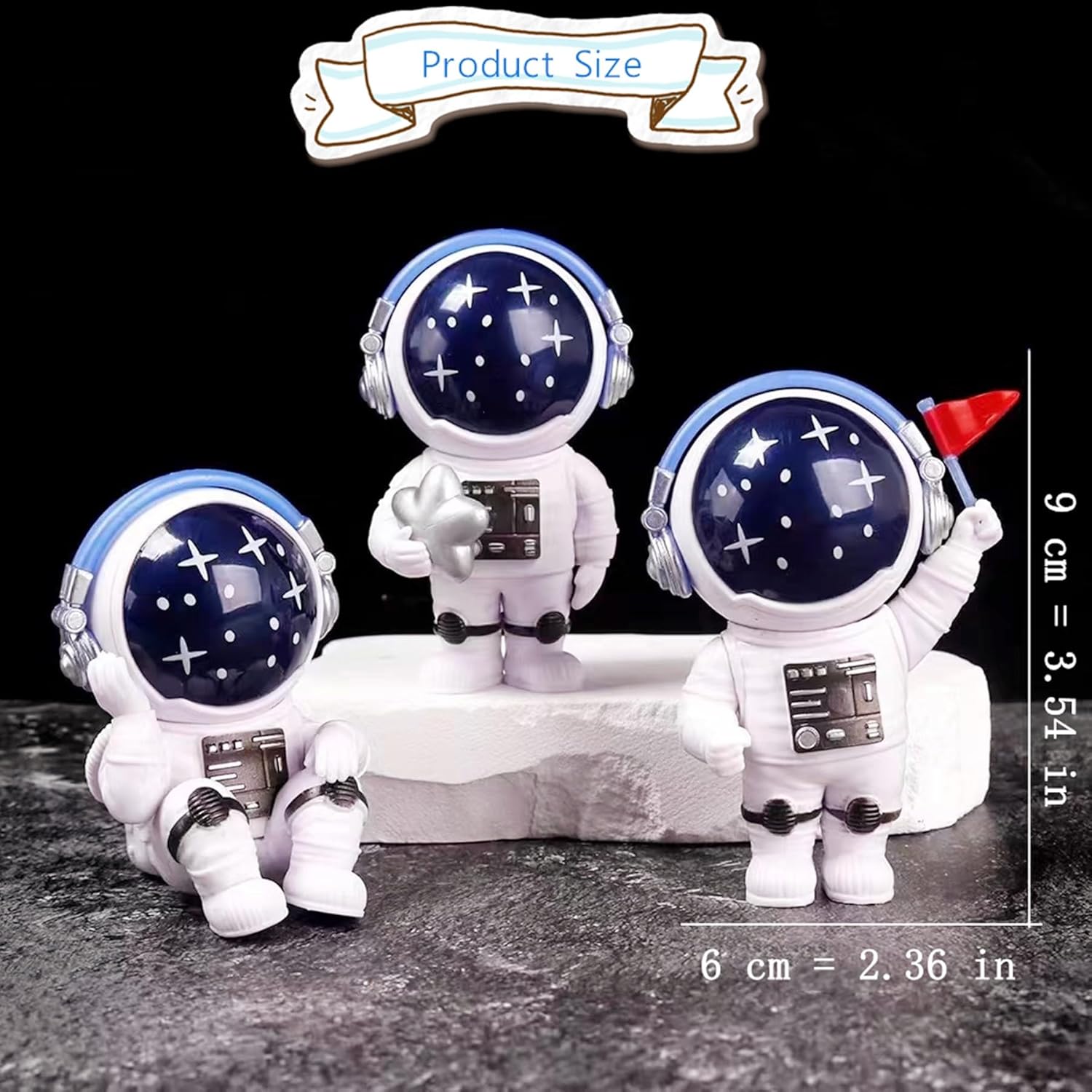 Blue Stars Astronaut Statues Resin Space Decor Figurines