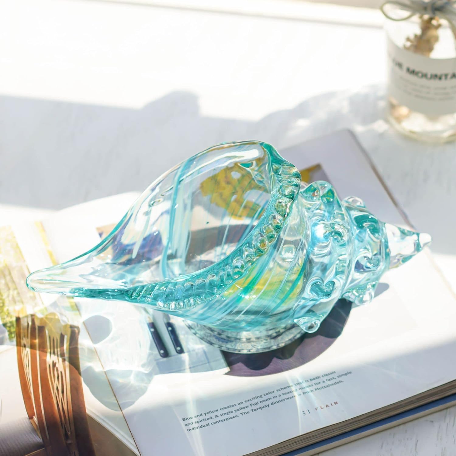 QFkris Hand Blown Glass Conch Figurine Home Decor 1