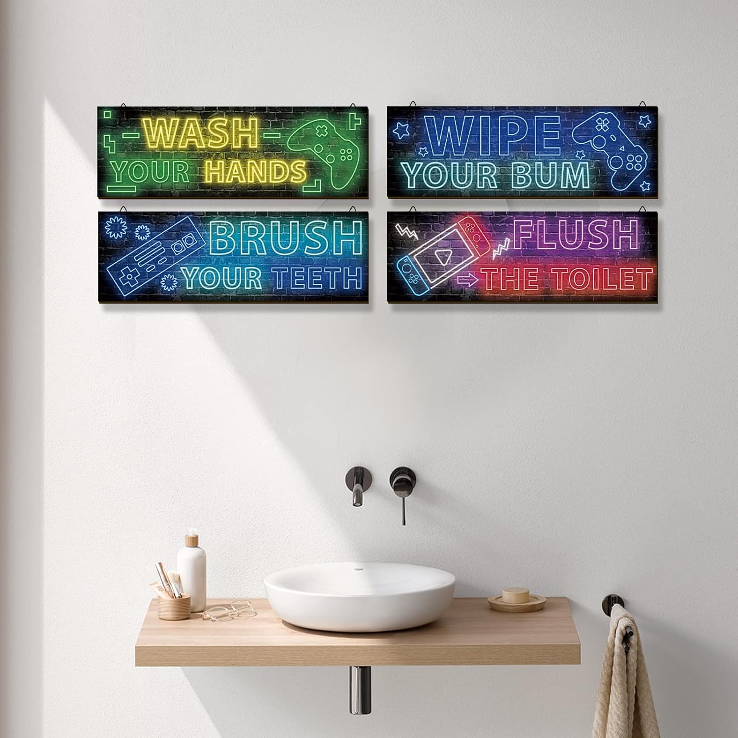 YLOLUL Neon Gaming Wall Art Set for Boys