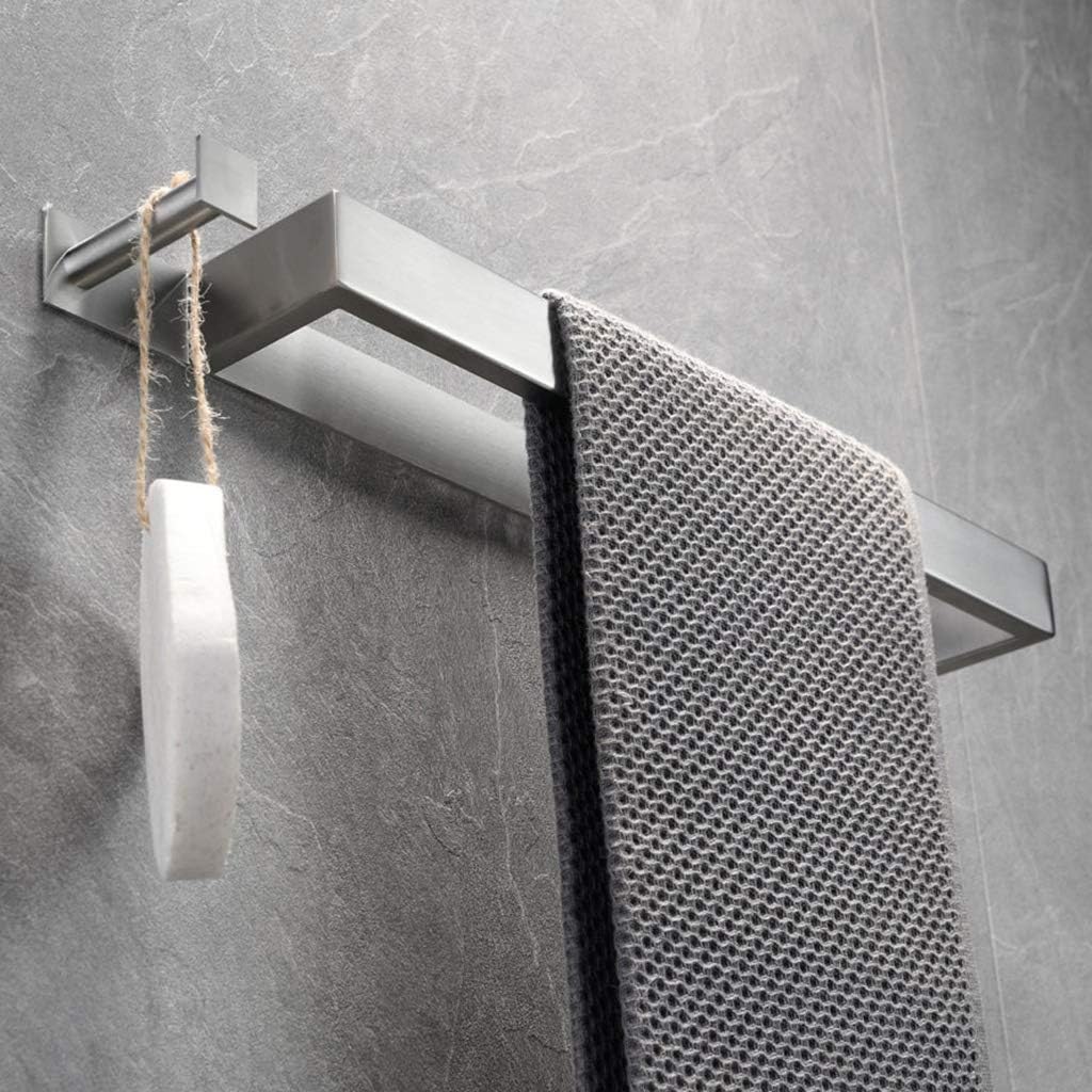 Stainless Steel Bathroom Towel Rack with Hook and Shelf
