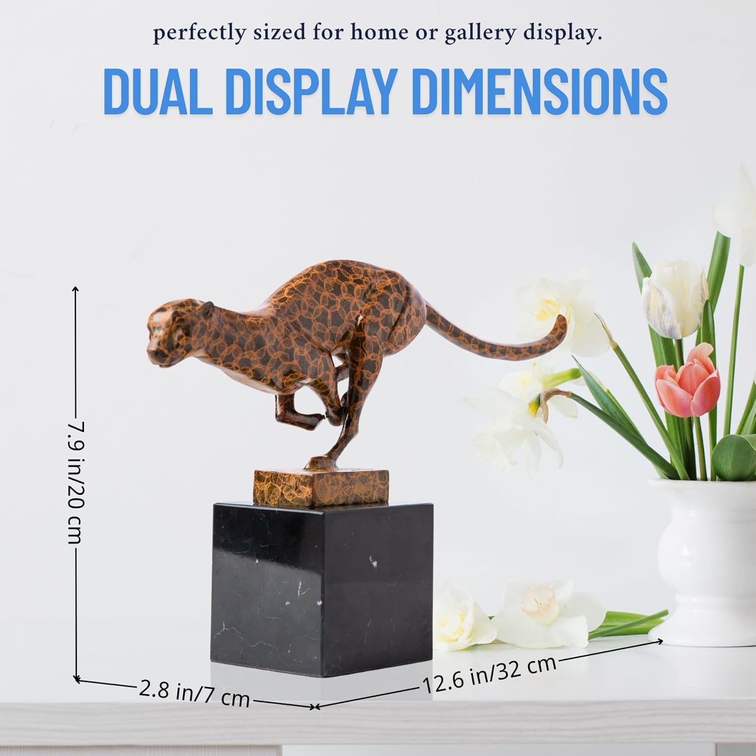 Bronze Cheetah Running Statue 126 Art Deco Sculpture