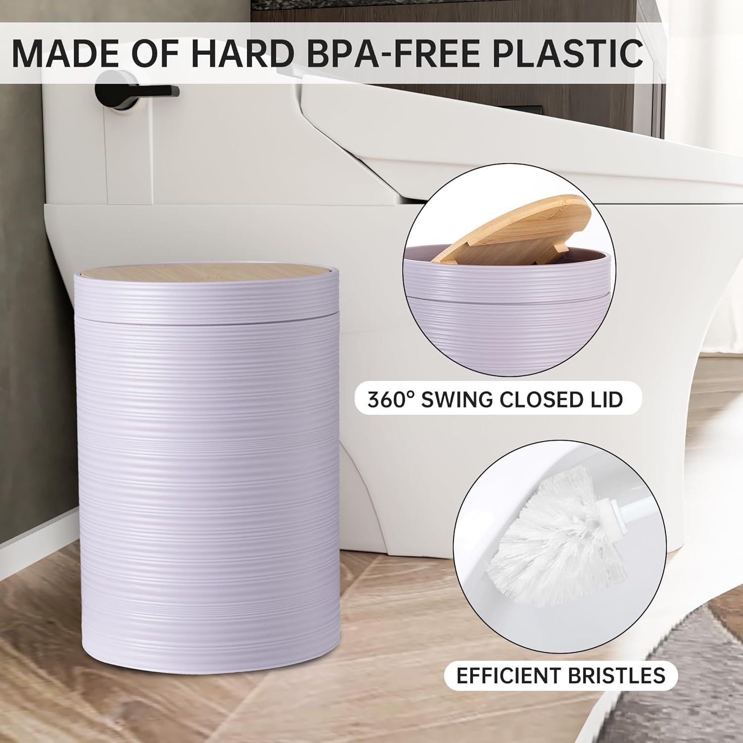 Fun Memories Bamboo Bathroom Accessories Set 6 Piece