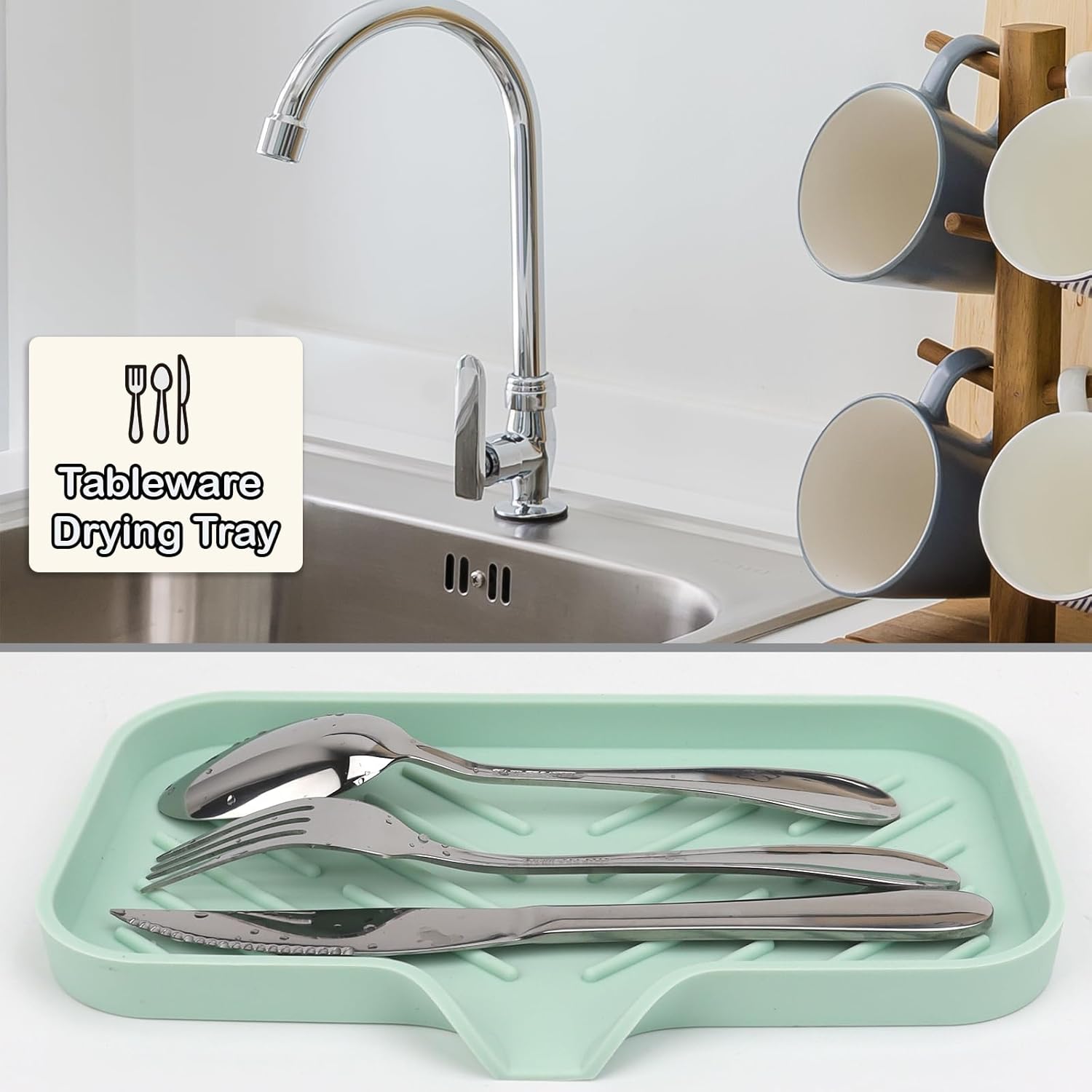 YASMEN Silicone Soap Dish with Drain - Green