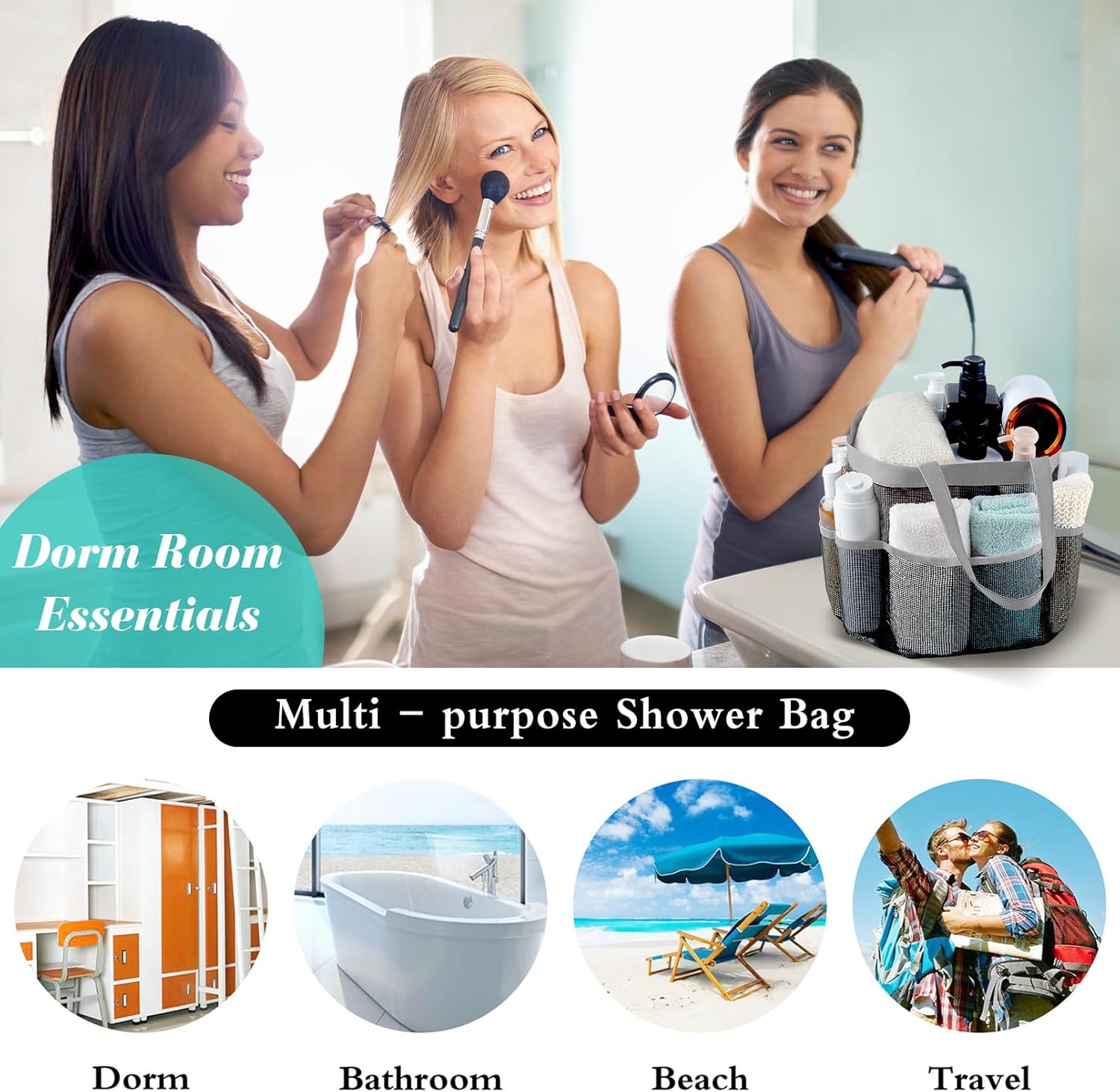 Attmu Mesh Shower Caddy Portable for Dorm Room and Travel