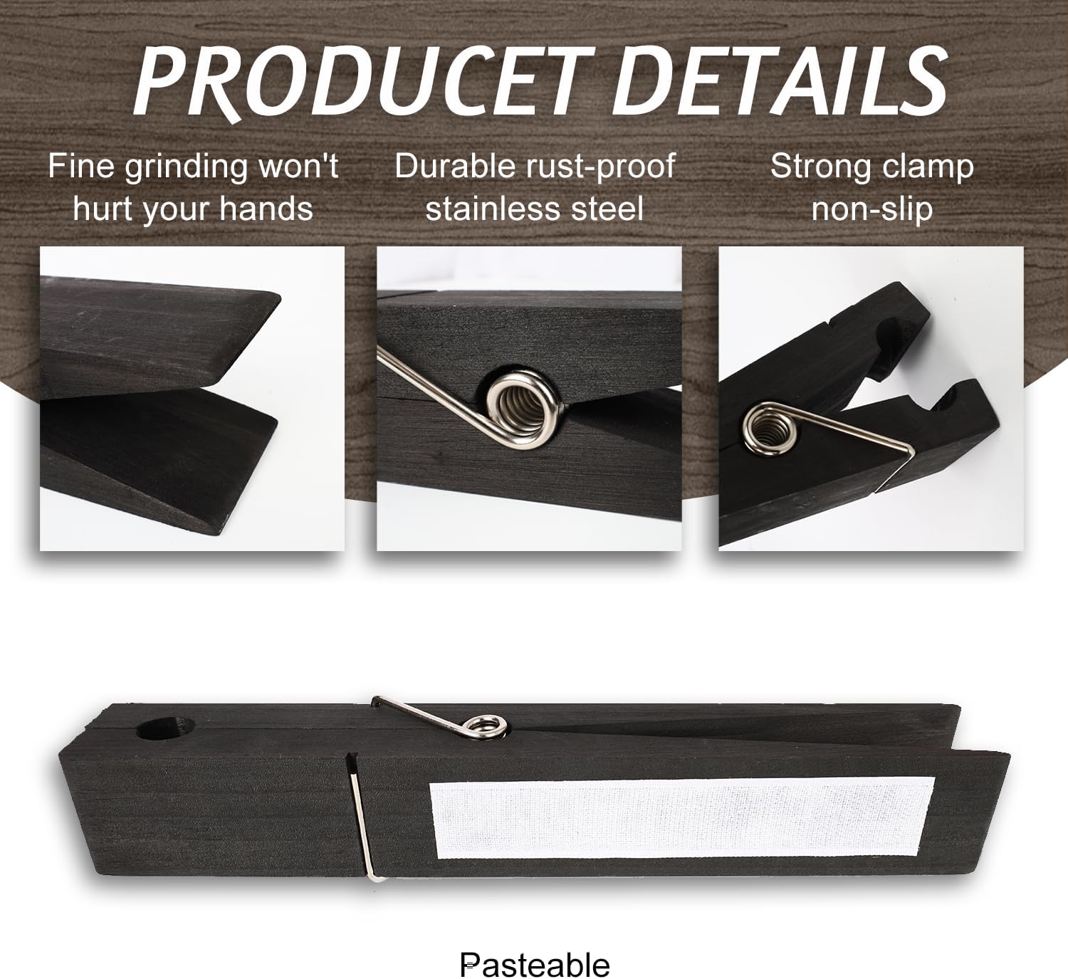 Wooden Towel Hooks for Bathroom Black Large Size