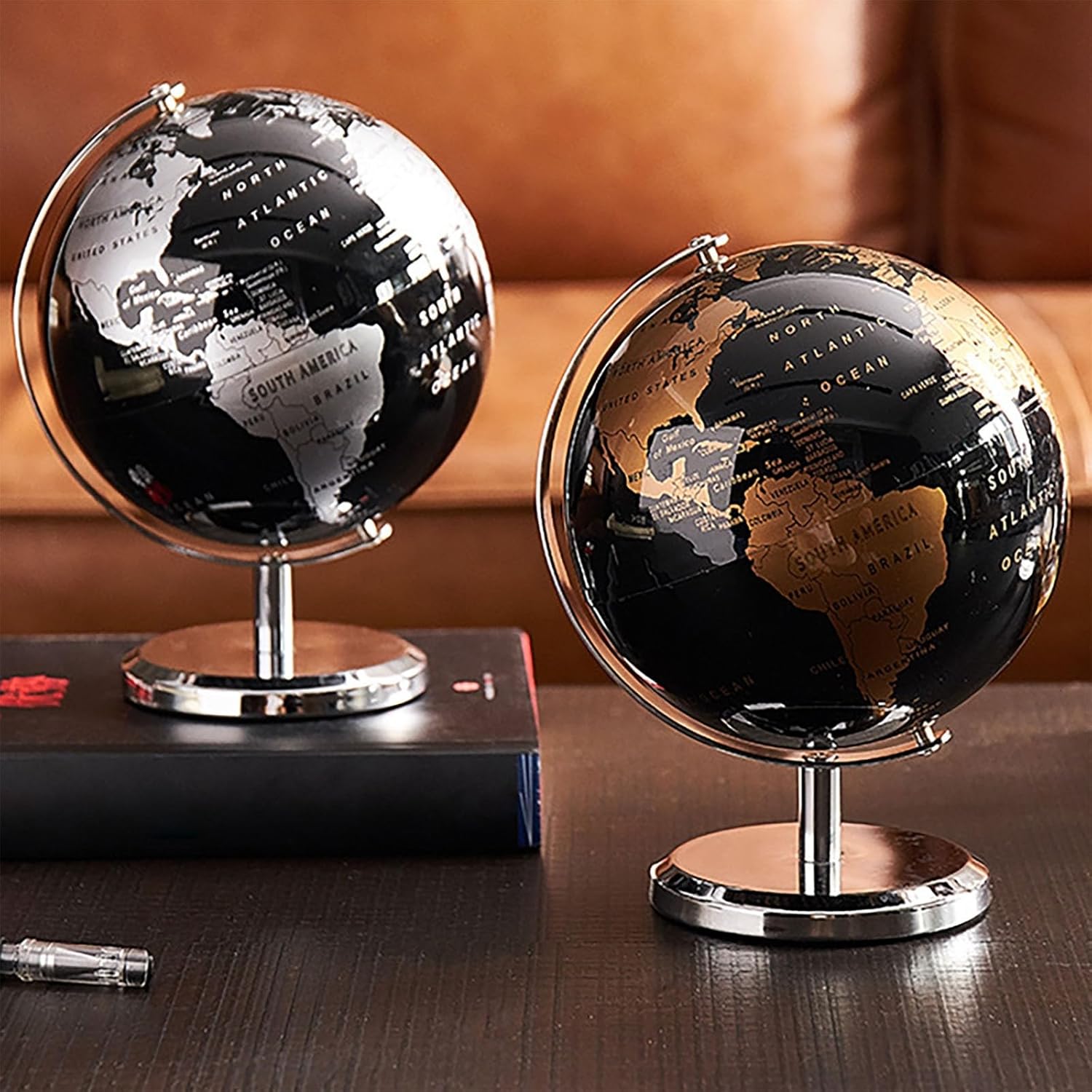 World Globe 360 Rotating Statue Decor Figurine