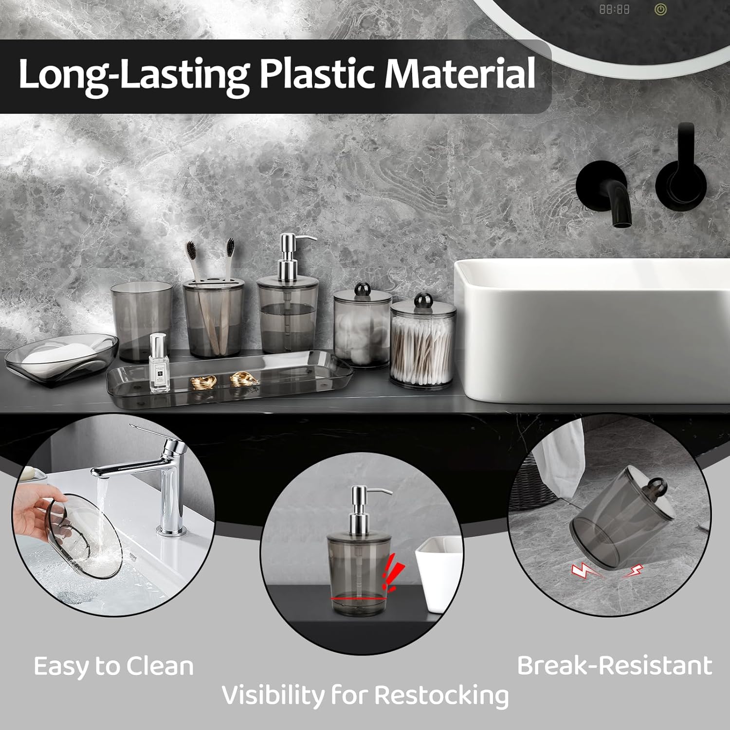 COAZEX 7-Piece Black Bathroom Accessories Set