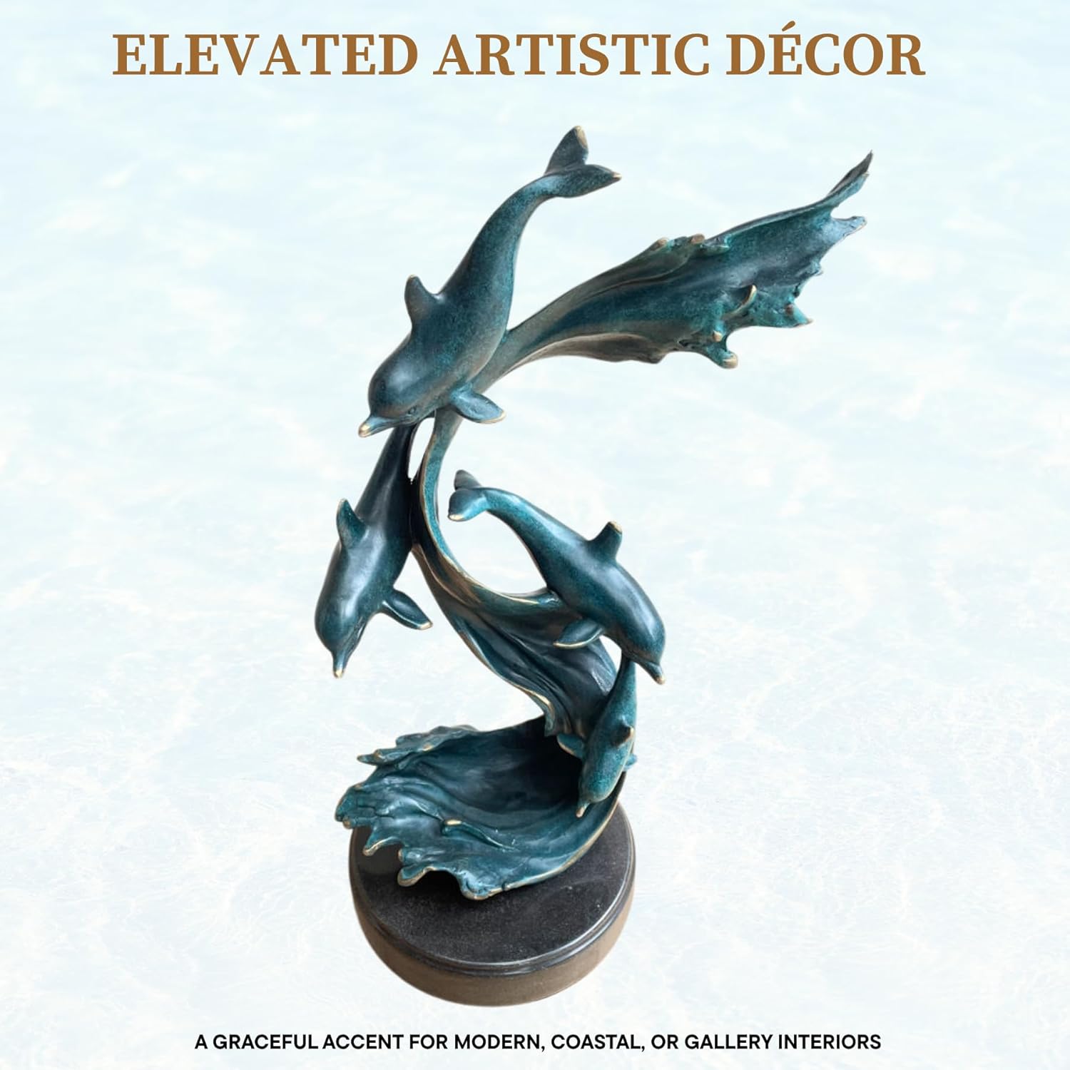 Bronze Dolphin Sculpture 185 Tall Handcrafted Dcor