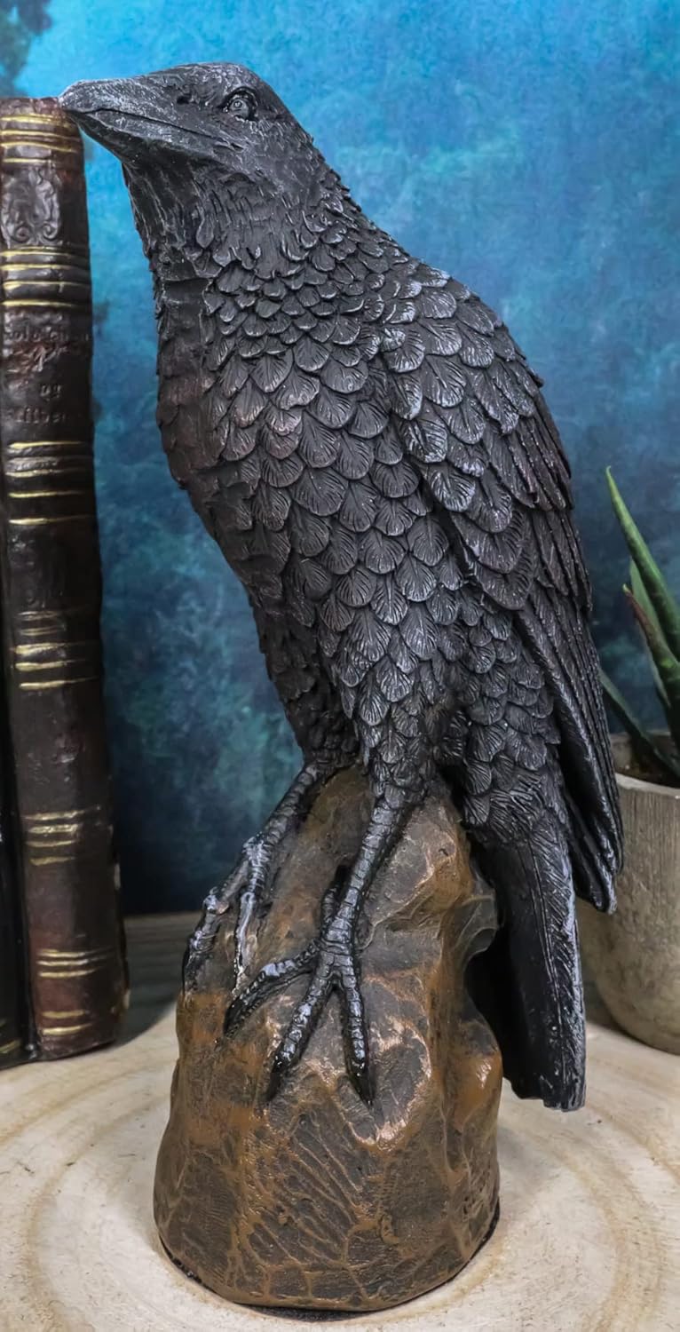 Ebros Gift 6 Inch Gothic Raven Figurine Sculpture