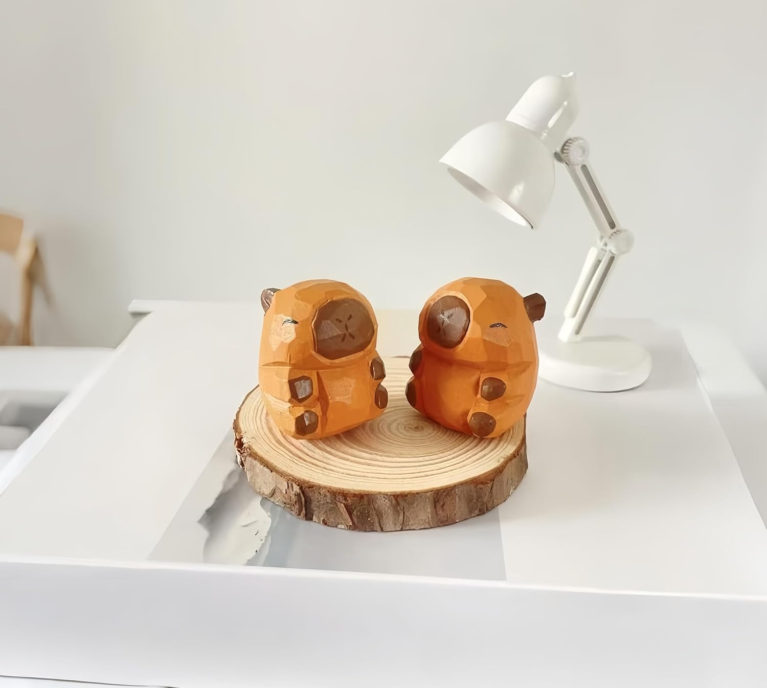Mini Carved Wooden Capybara Figurines 3PCS Decor Set