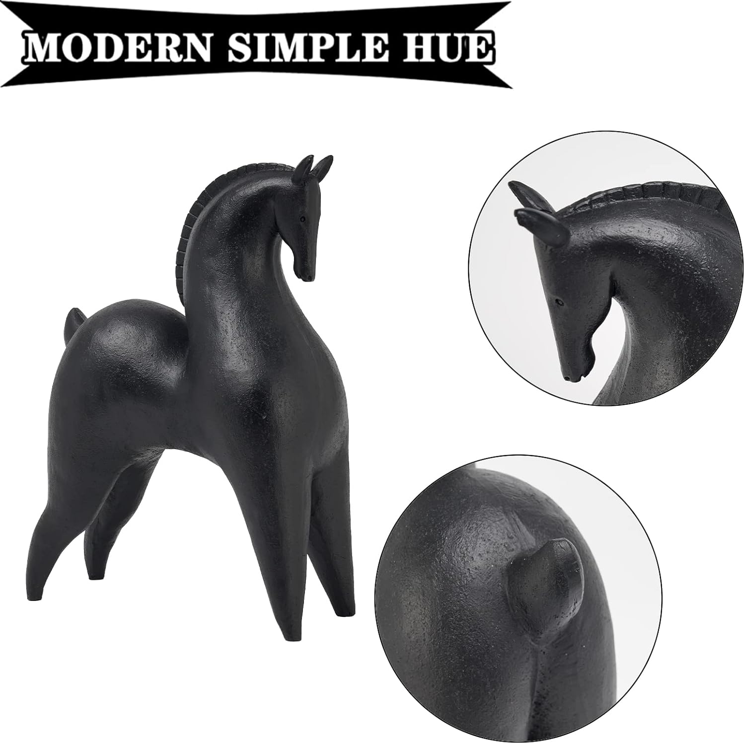 Cynkeyee Black Horse Statue Modern Home Decor