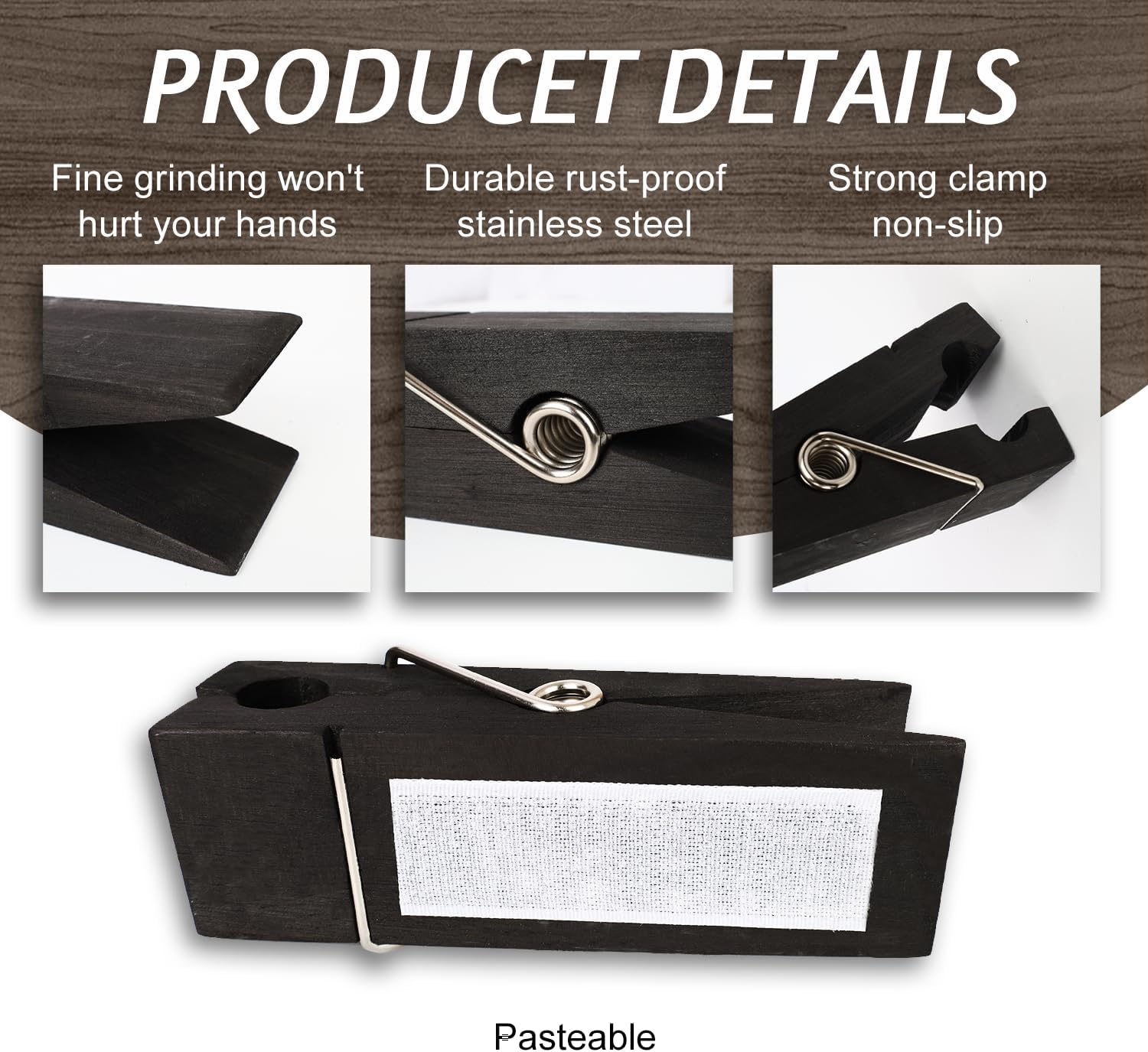 Wood Towel Hooks for Bathroom Black S
