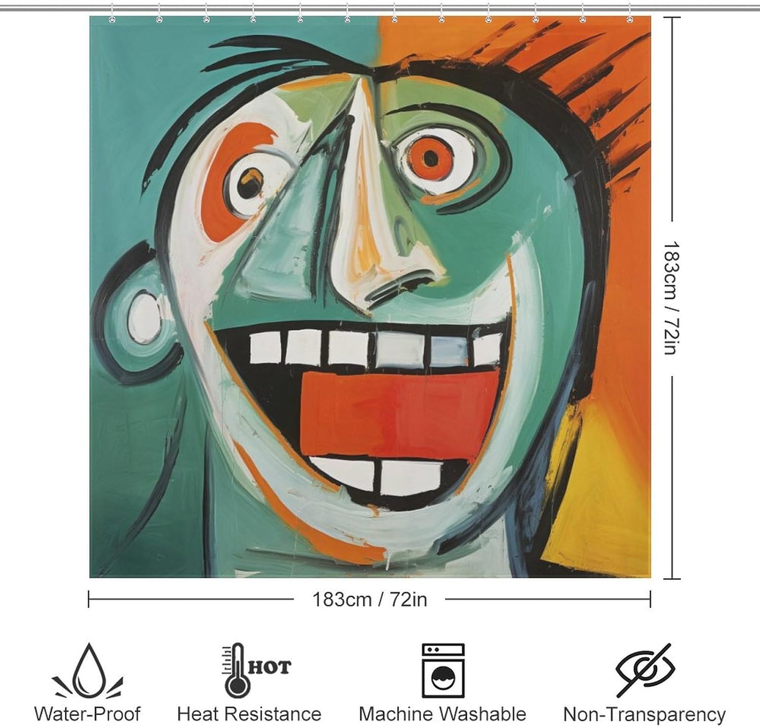 Laughing Boy Boho Shower Curtain Set with 12 Hooks 72x72in