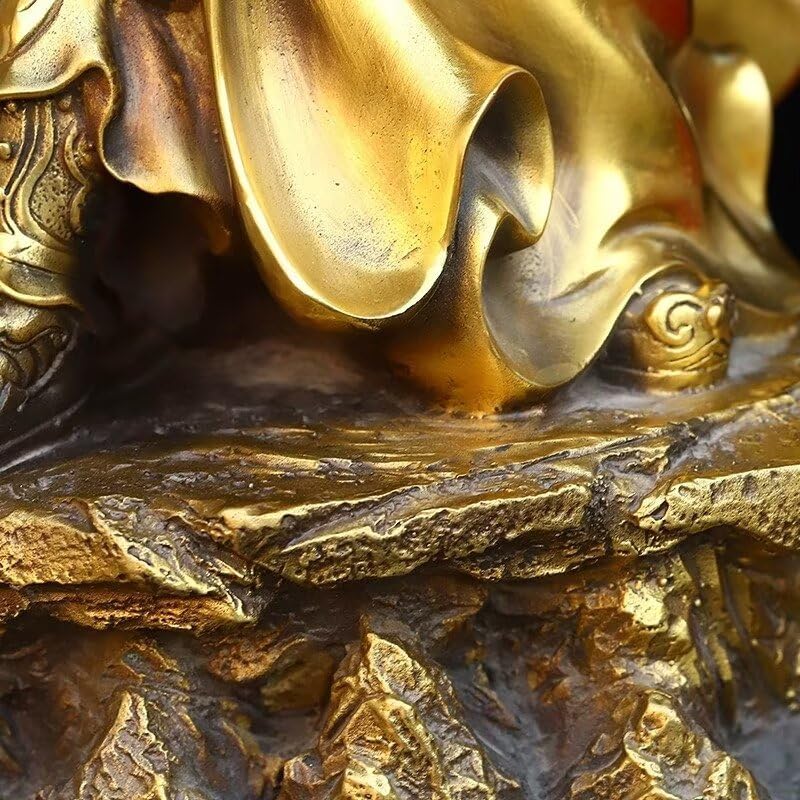 Guan Yu Brass Statue with Dragon Pattern