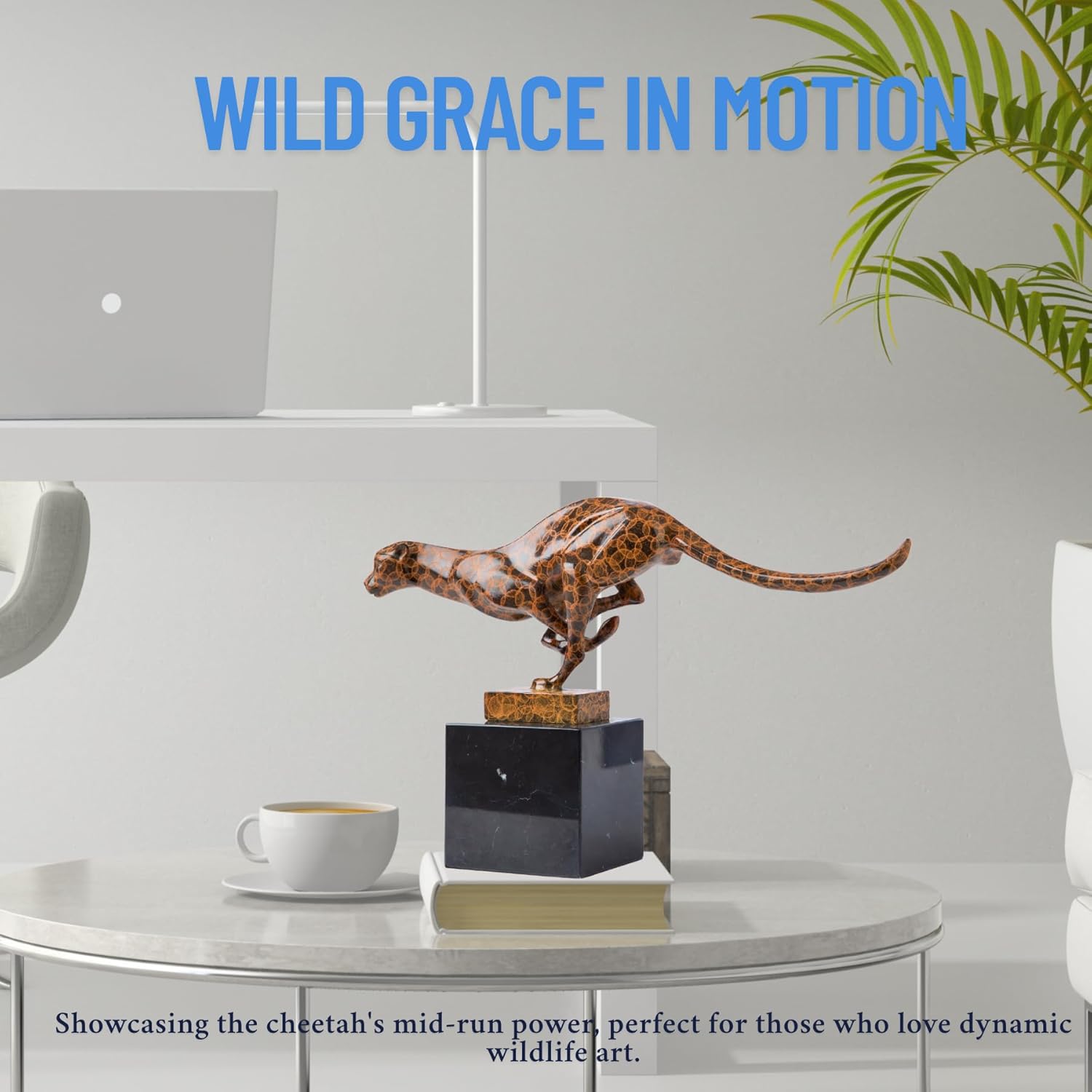 Bronze Cheetah Running Statue 126 Art Deco Sculpture