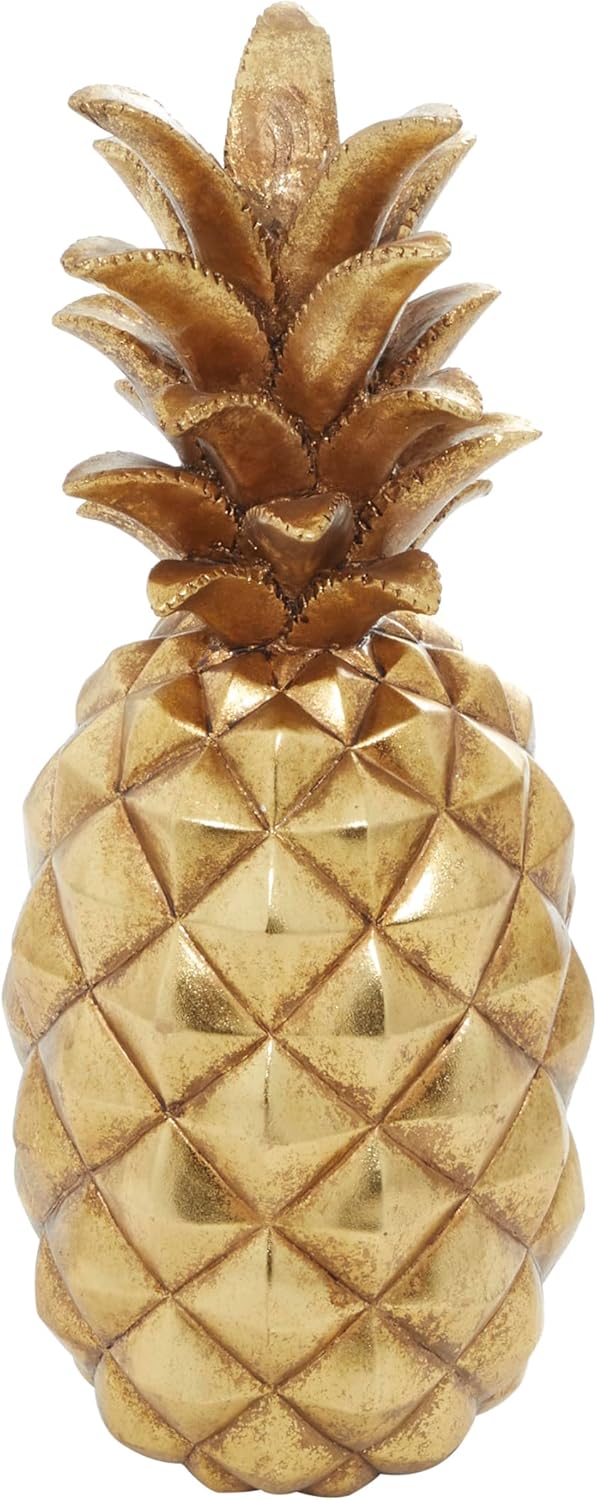Deco 79 Gold Pineapple Polystone Sculpture 7x7x18