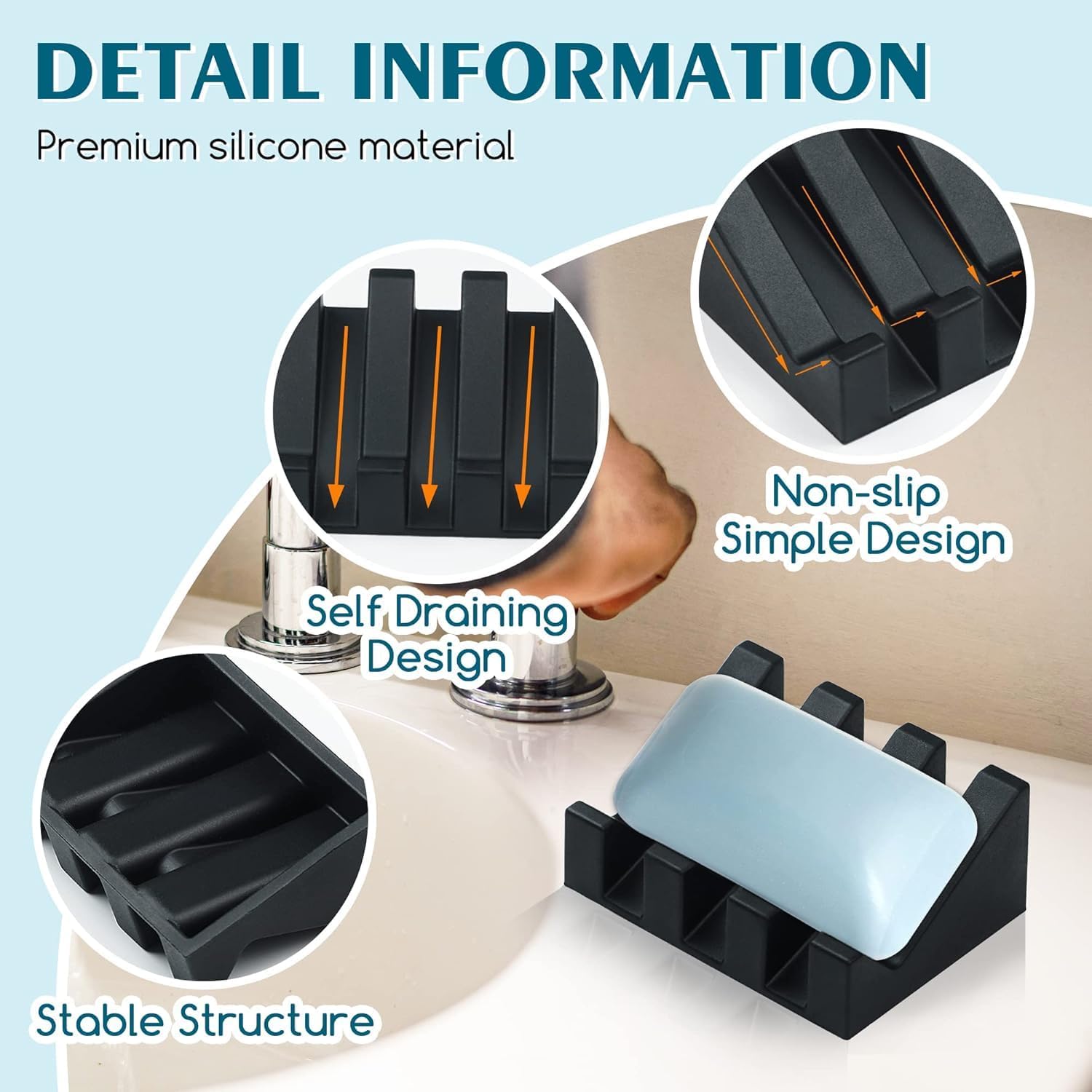 MRBULLOCK Silicone Soap Dish - 2 Pack Black
