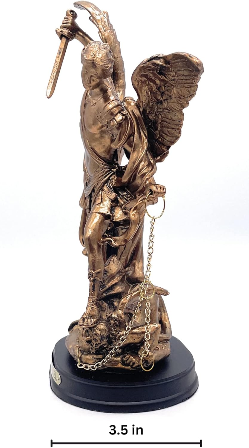 RUSTIX Saint Michael Statue Defeating Satan 85 Inch Bronze