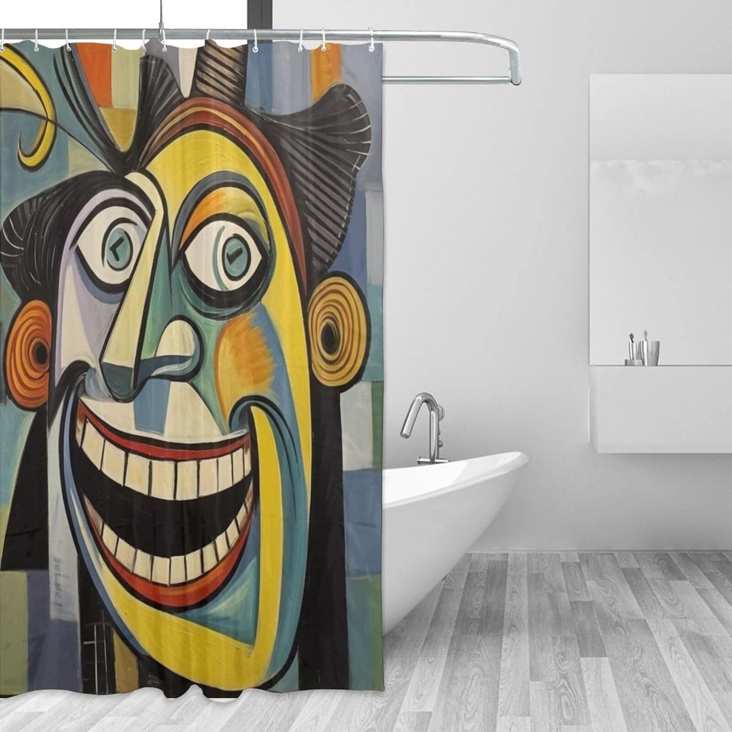 Laughing Boy Boho Shower Curtain Set with 12 Hooks 72x72in 1