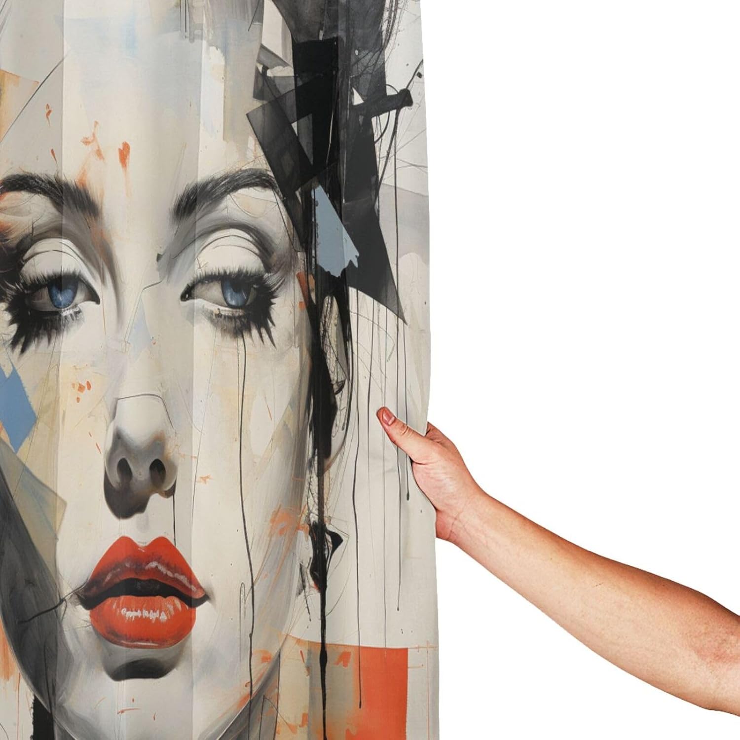 DAOWANGZUO Black Hair Girl Boho Shower Curtain Set 1