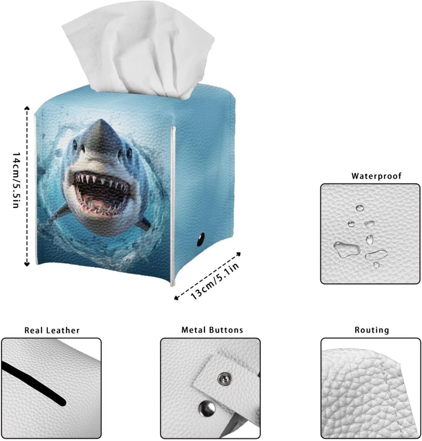 ZOUTAIRONG Cool Shark Tissue Box Cover Holder
