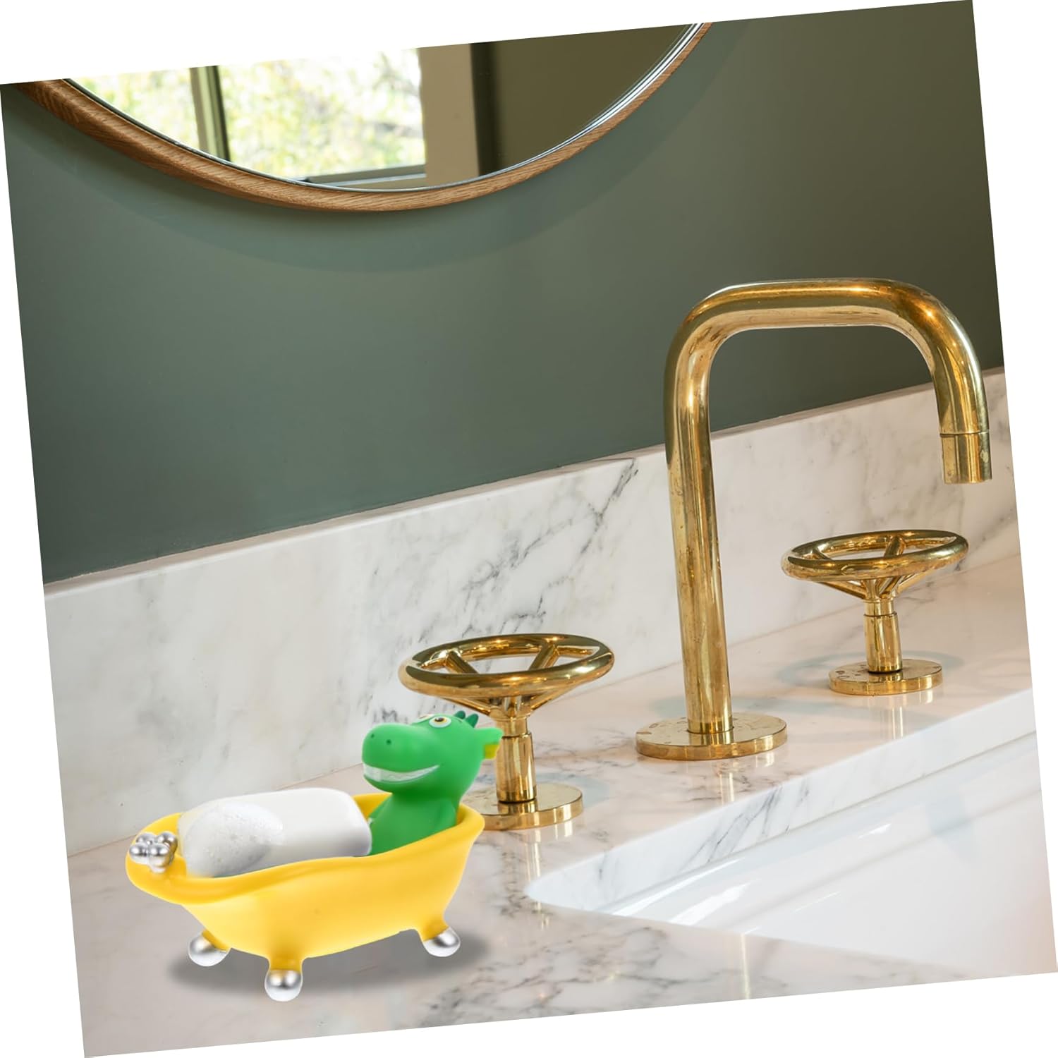 Amosfun Bathtub-Shaped Dinosaur Soap Storage Box