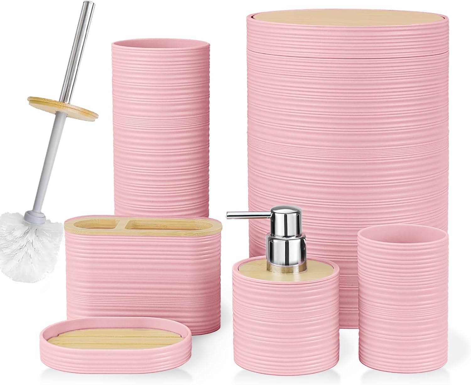 CERBIOR 6-Piece Bamboo Bathroom Accessories Set
