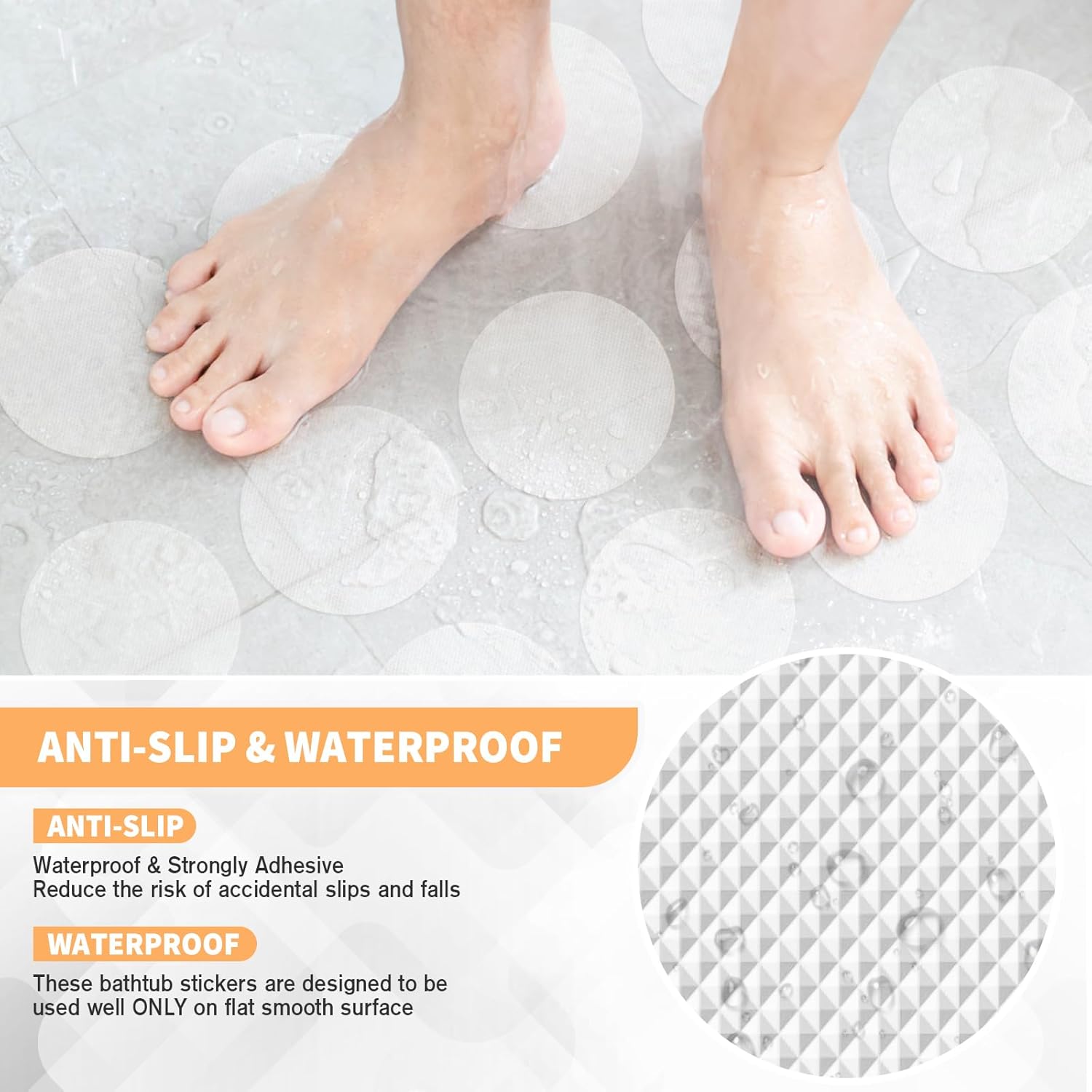 Non-Slip Bathtub Stickers 24 PCS with Scraper for Safety