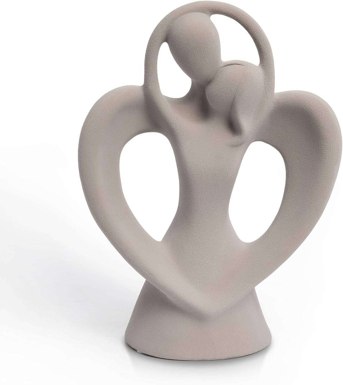 Abstract Kissing Lovers Ceramic Sculpture Gray