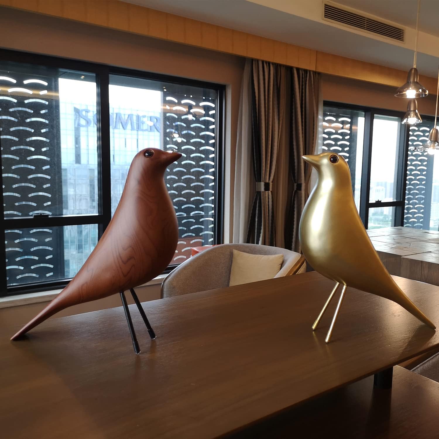 Mid Century Style Desk Bird Ornament in Gold